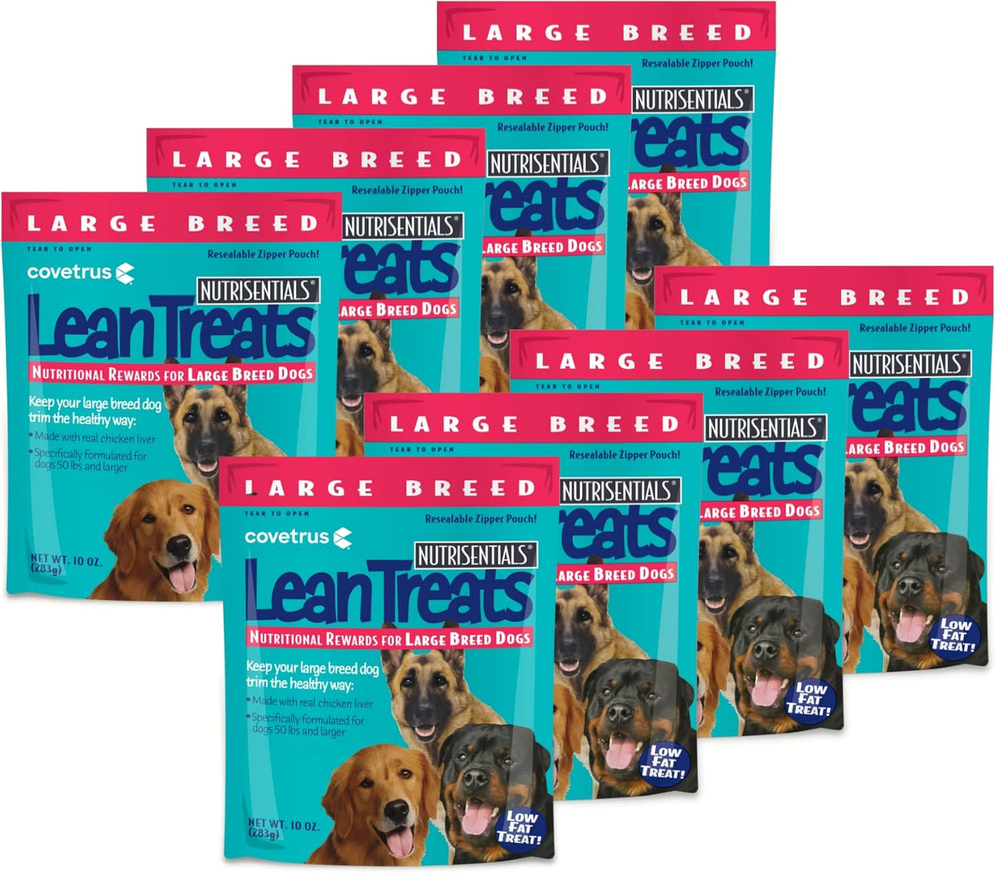 Covetrus Nutrisential Lean Treats for Large Dogs - Soft Dog Treats for Large Dogs - Nutritional Low Fat Bite Size - Chicken Flavor - 10oz - 8 Pack