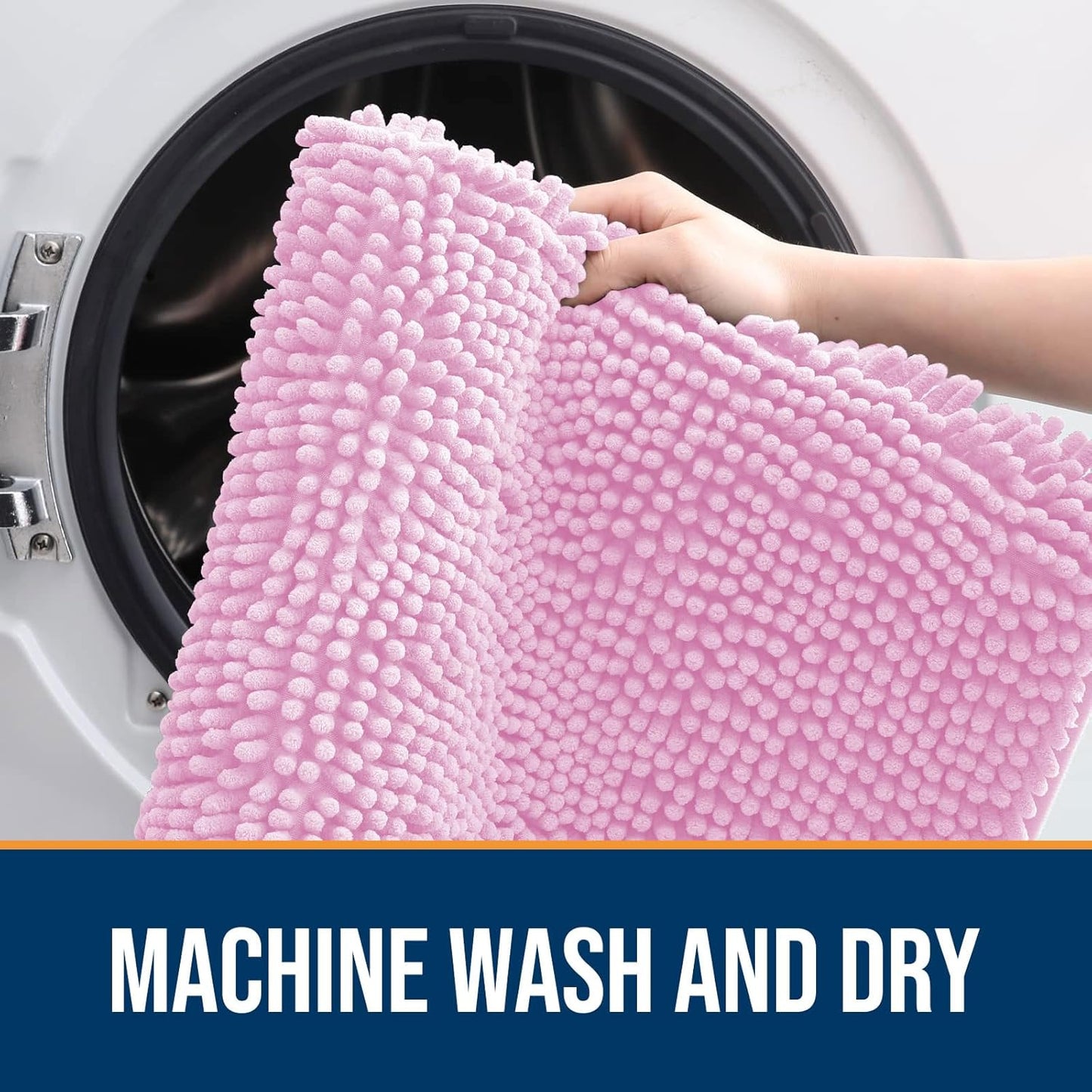 OLANLY Dog Door Mat for Muddy Paws 47x32, Absorbs Moisture and Dirt, Absorbent Non-Slip Washable Doormat, Quick Dry Chenille Mud Mat for Dogs, Entry Indoor Entryway Carpet for Inside Floor, Pink