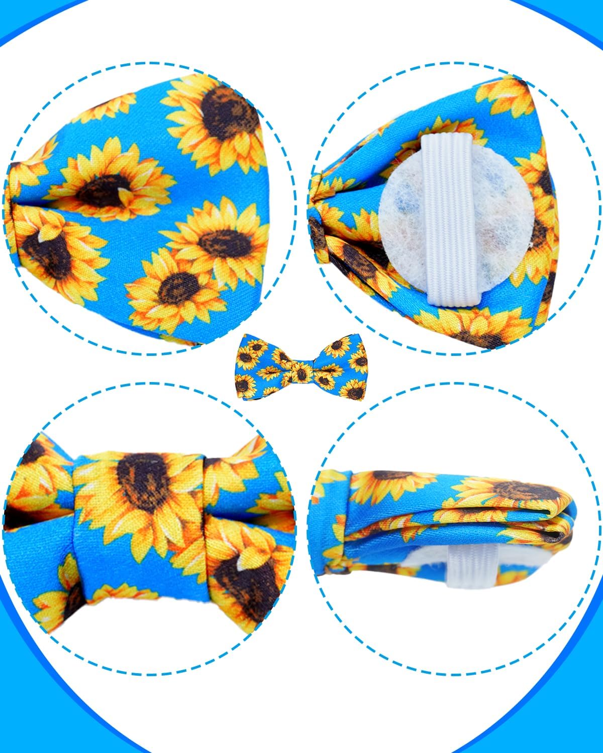 PET SHOW 10 Pack Big Dog Bow Ties for Large Medium Dogs Sliding Collar Attachments Daily Bowties Multiple Styles Cute Summer Bowknots Wedding Party Holiday Pet Grooming Accessories(Large)