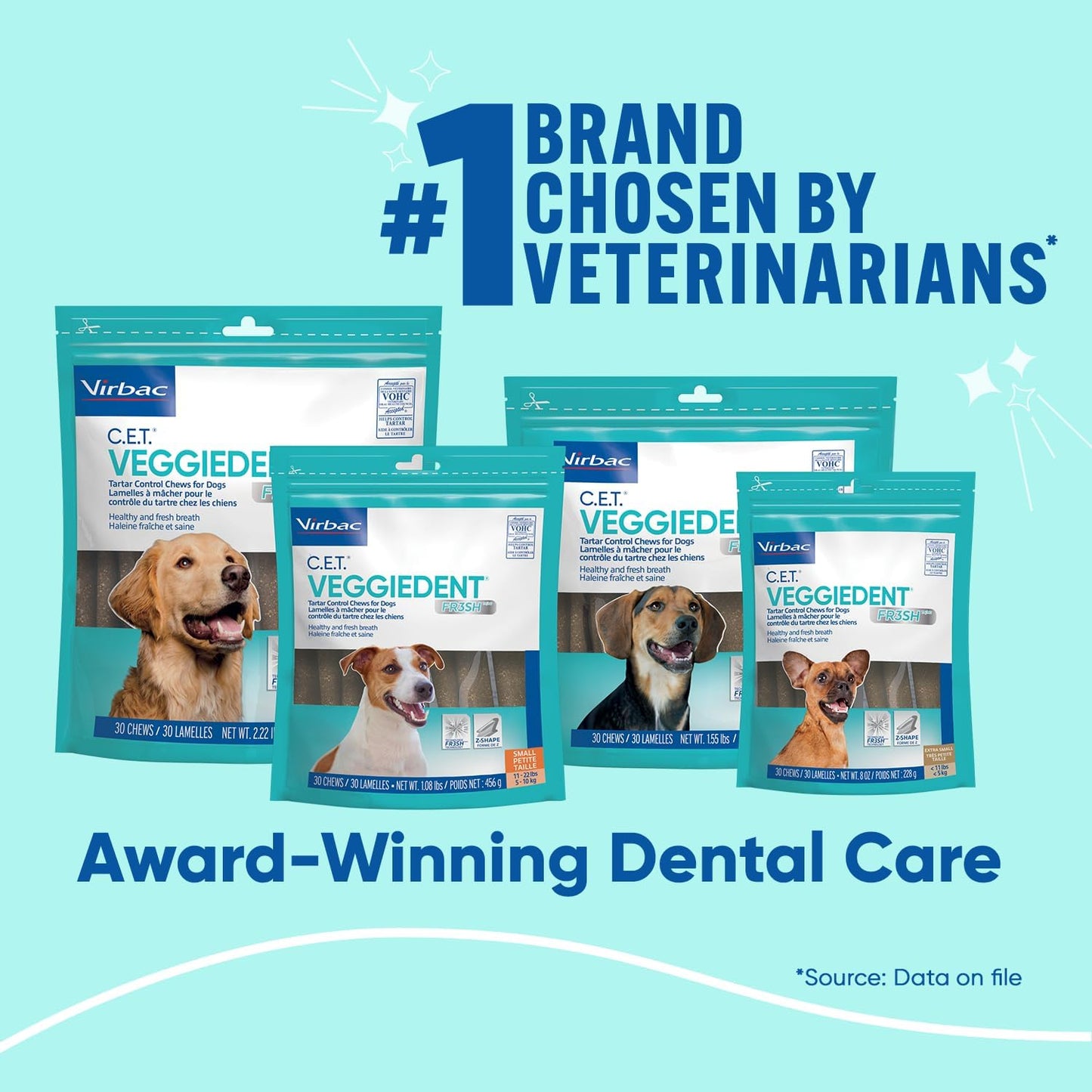 Virbac C.E.T. VEGGIEDENT FR3SH Tartar Control Chews for Dogs, Extra Small, 8 oz (Pack of 1)