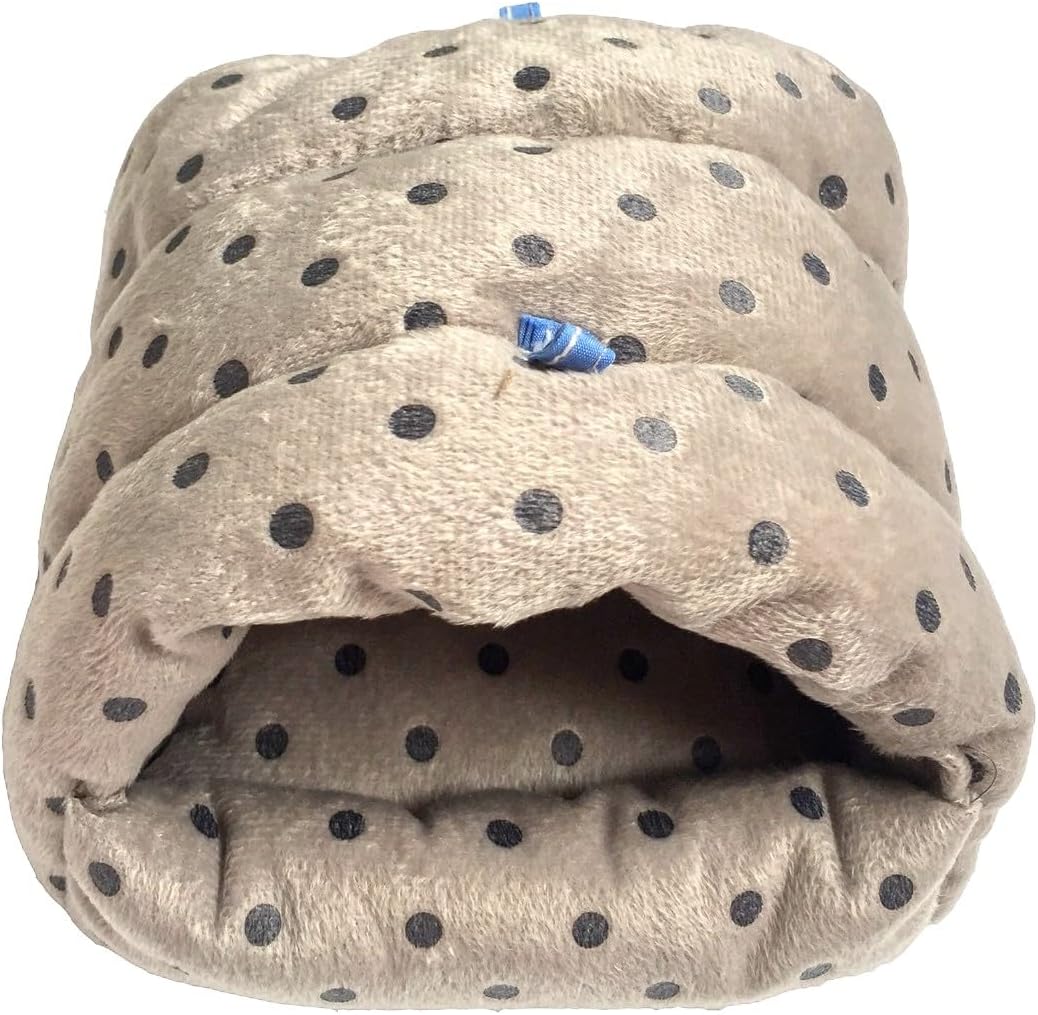 WOWOWMEOW Guinea Pig Cave Bed Small Animals Warm Cage Hanging Bed for Rat, Chinchilla, Hedgehog, Rabbit (M, Dot-Grey)