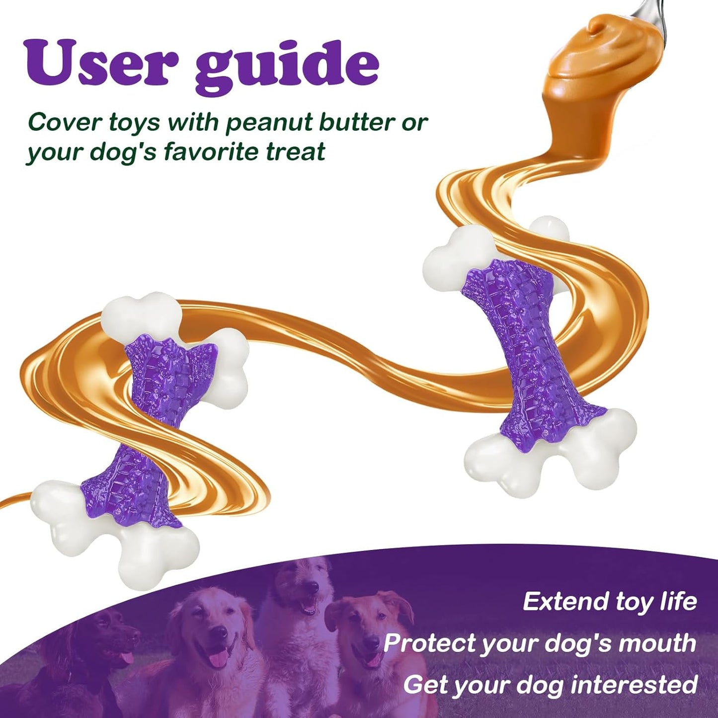 Tough Dog Chew Toys for Aggressive Chewers Large Medium Breed Bacon Flavor, Bone Toy Dog, Nylon Heavy Duty Extreme Indestructible Teething Training