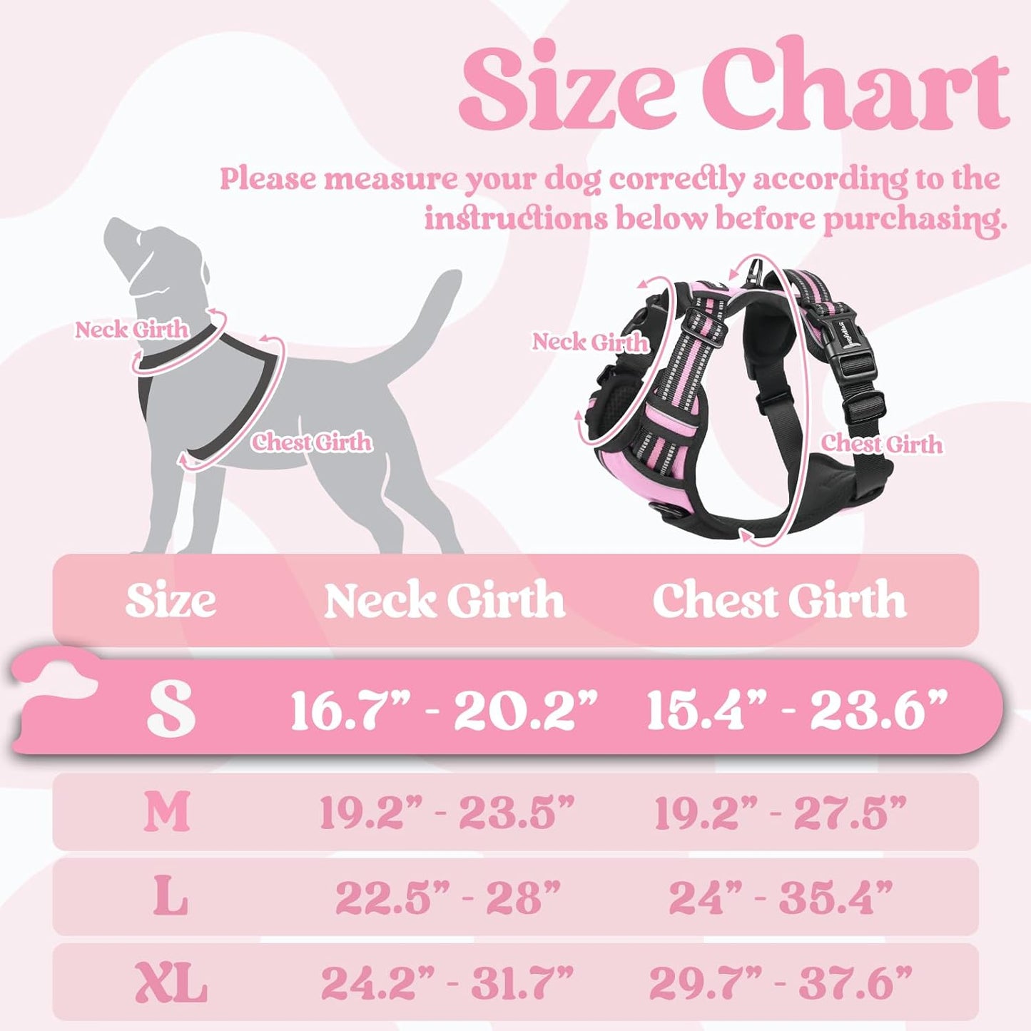 rabbitgoo Dog Harness Small Sized, No Pull Pet Harness with 3 Buckles, Adjustable Soft Padded Vest with Control Handle, Walking Reflective Pet Vest for Small Dogs, Pink, S