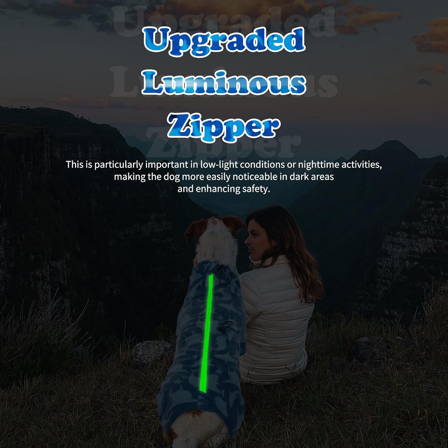 ROZKITCH Dog Thermals Winter Coat Soft Fleece Pullover Pajamas, Pet Windproof Warm Cold Weather Jacket Vest with Luminous Zipper, Jumpsuit Apparel Outfit Clothes for Small Dog Shark 2XS