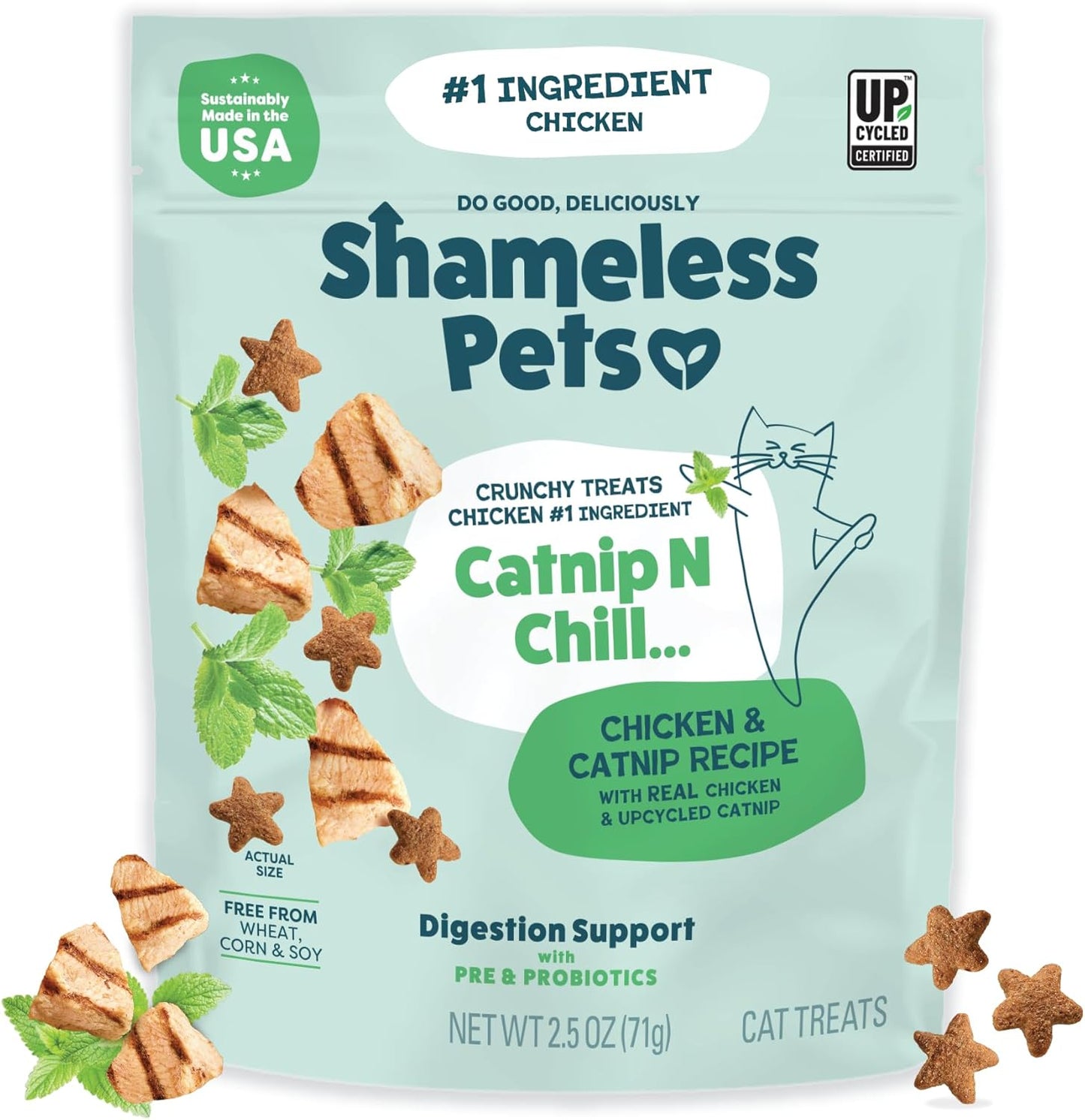 Shameless Pets Digestive Health Catnip Chicken Crunchy Cat Treats