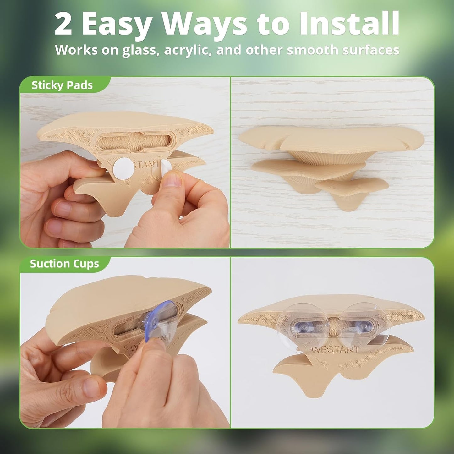 Mushroom Decor for Reptile Tank, Fish Tank, Pet-Safe Bearded Dragon Tank Accessories, Realistic Terrarium Plants for Leopard Geckos, Crested Geckos, Tree Frogs, Snakes (Cocoa, Trio Cap)