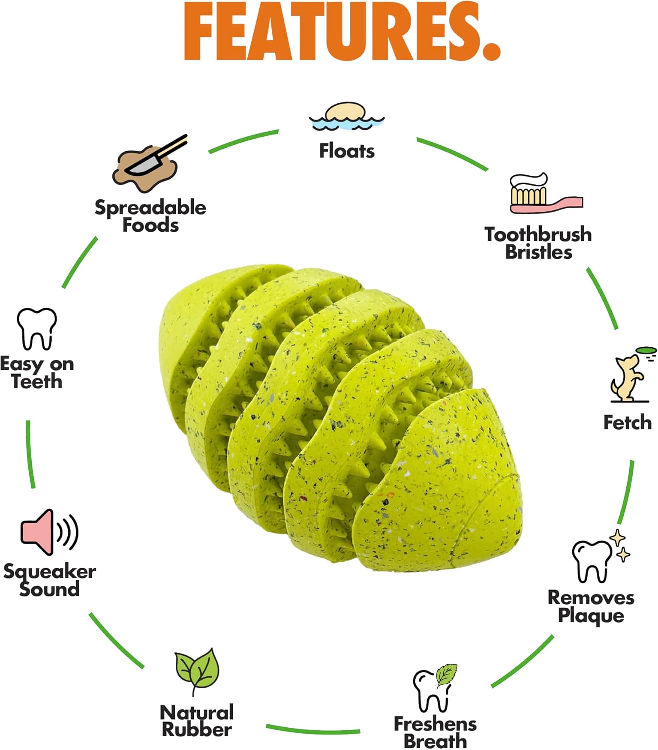 Max Fusion with Nike Grind, Arlee Spiro Football Treat Dispensing Dog Toy, Durable Dog Treat Toy, L