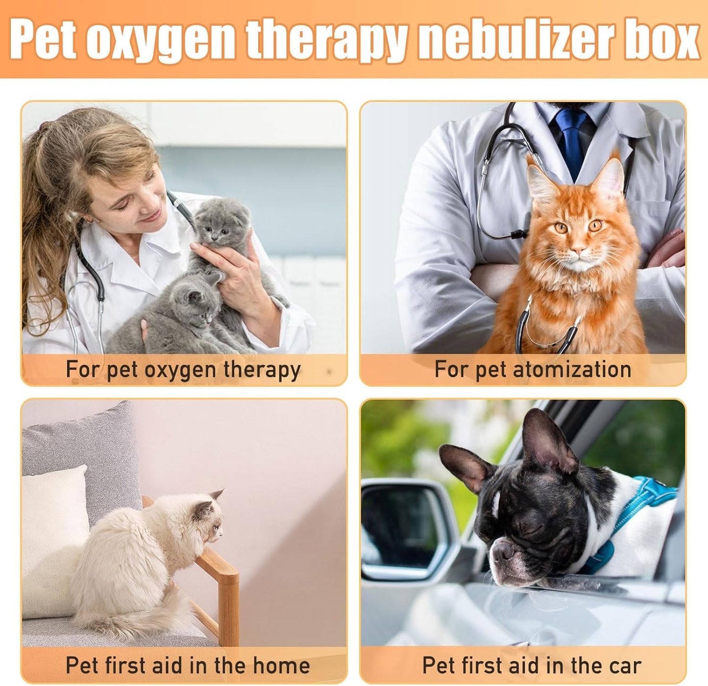 PakaLife Portable Oxygen Tank cat&Dog for pet cage,Dog&cat Inhaler,Puppy Incubator&cat Nebulizer,Built-in Ventilation for Pets up to 30lbs（Mid