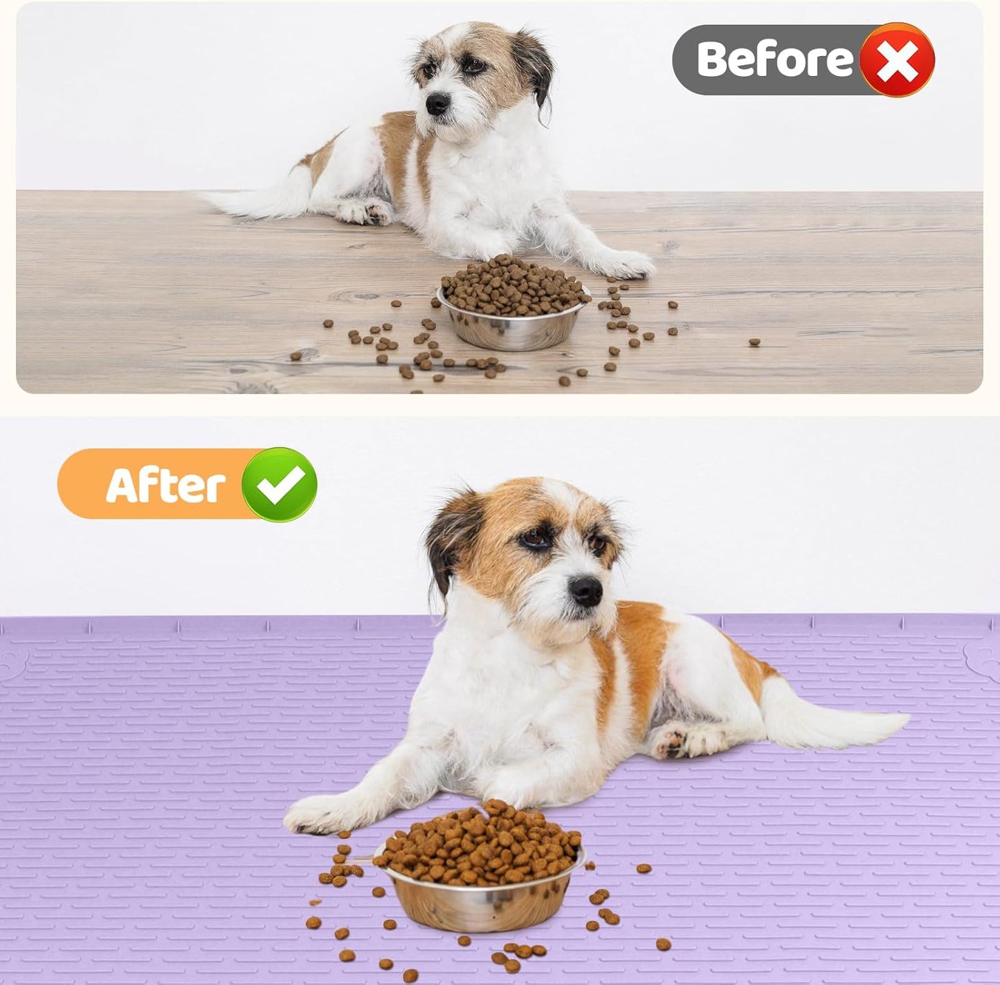Dog Food Mat, Extra Large 40" x 28" Silicone Pet Feeding Mat with Raised Edge Pet Placemat for Small, Medium, and Large Pets Non-Slip, Easy to Clean (Purple)