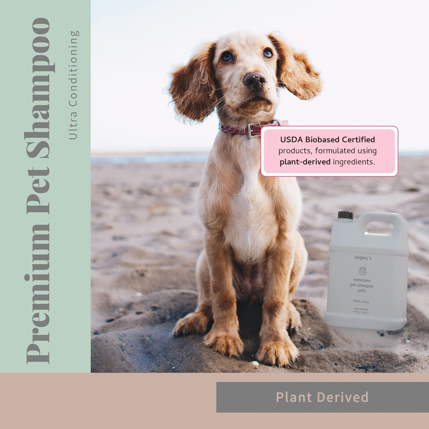 Begley's No Rinse Waterless Pet Shampoo, Bathless Cleaning, Deodorizing, and Odor Removal for a Shiny, Fresh Smelling Coat - Effective for Dogs, Puppies, and Cats - Refill, Fresh Lavender