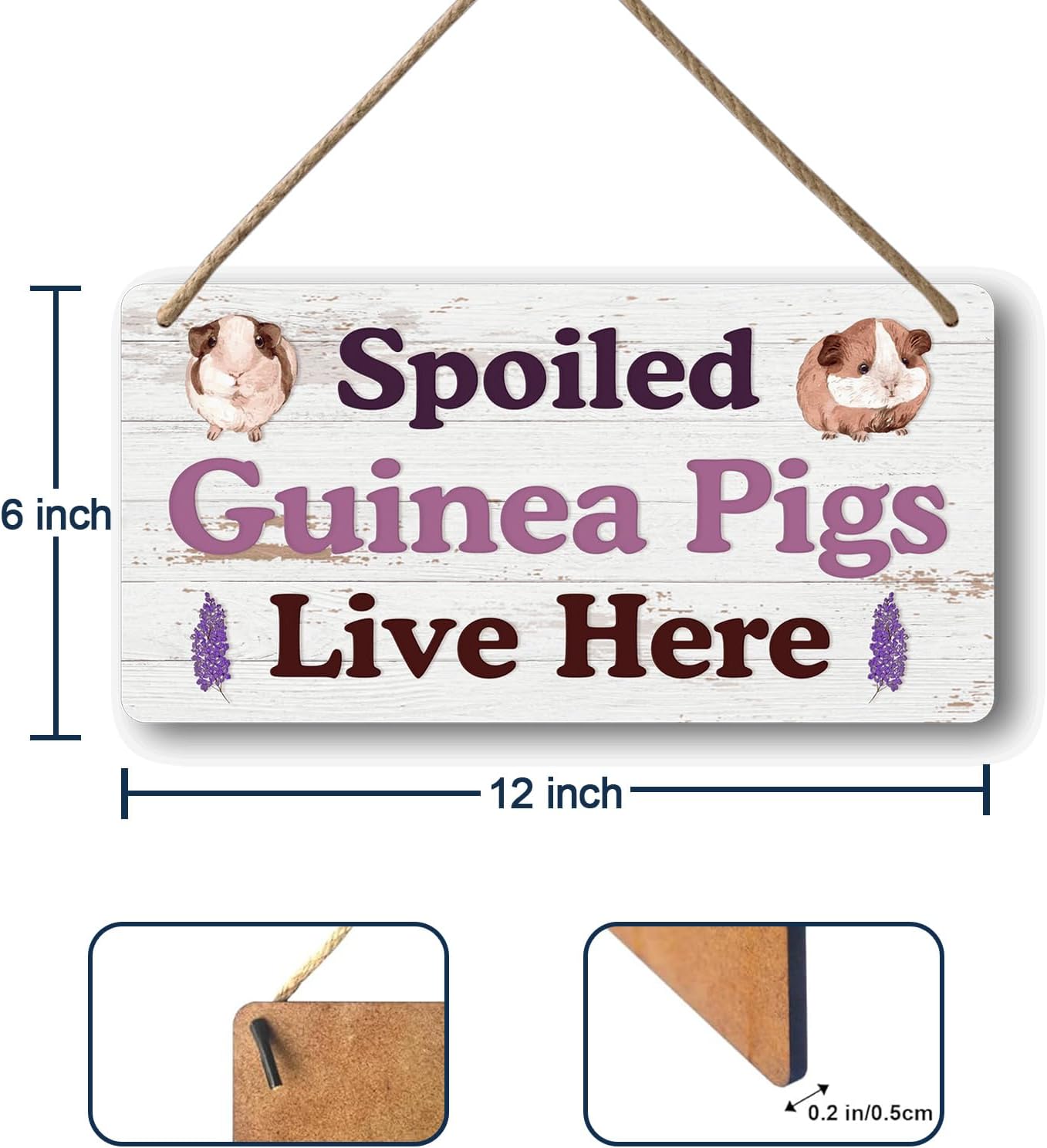 Big Hamster Ball & Guinea Pig Hideout - Stuffed Animals & Accessories for Guinea Pig Cage - 12x6 In Wooden Sign