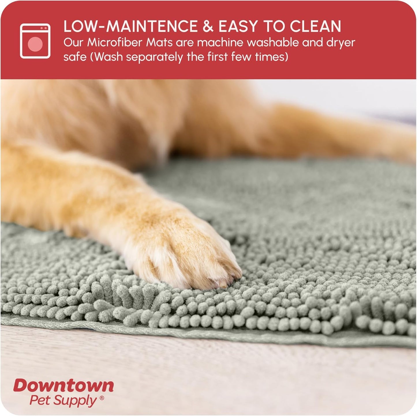 My Doggy Place Microfiber Dog Mat for Muddy Paws, 8' x 2' Light Gray - Non-Slip, Absorbent and Quick-Drying Dog Paw Cleaning Mat, Washer and Dryer Safe - Hallway Runner