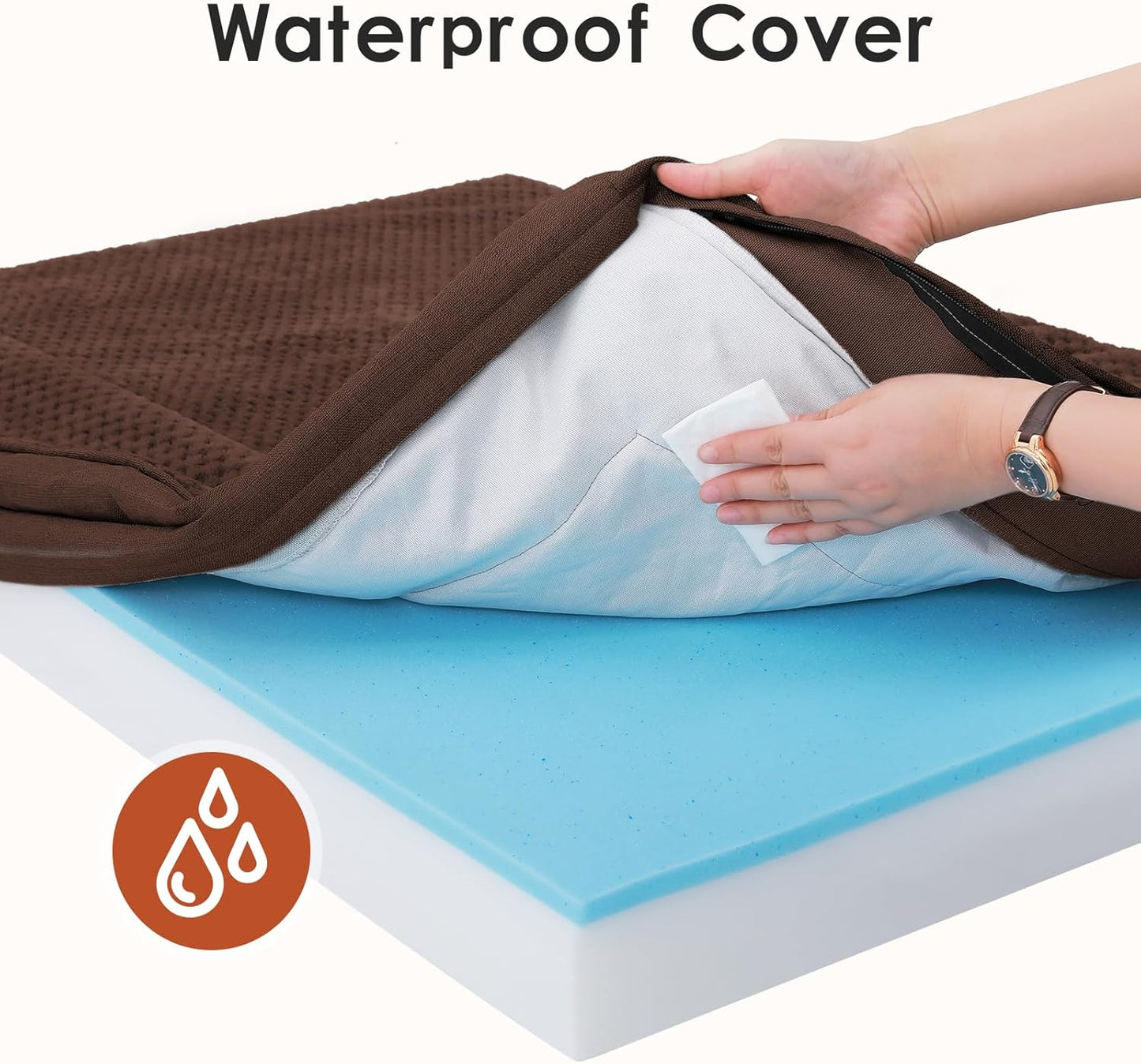 Orthopedic Dog Bed, 3 Inch Memory Foam Dog Beds for Large Dogs, Washable Removable Cover, Nonskid Bottom, Waterproof Pet Couch for Indoor, Outdoor or Car Use, 41x27 Inches XL Brown Grey