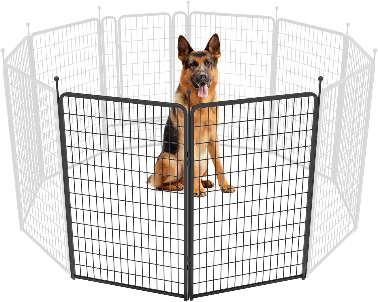 FXW Rollick Unleashed Dog Playpen for Indoor, Yard, RV Camping, 50 inch 2 Panels for Large Dogs, Black│Patented