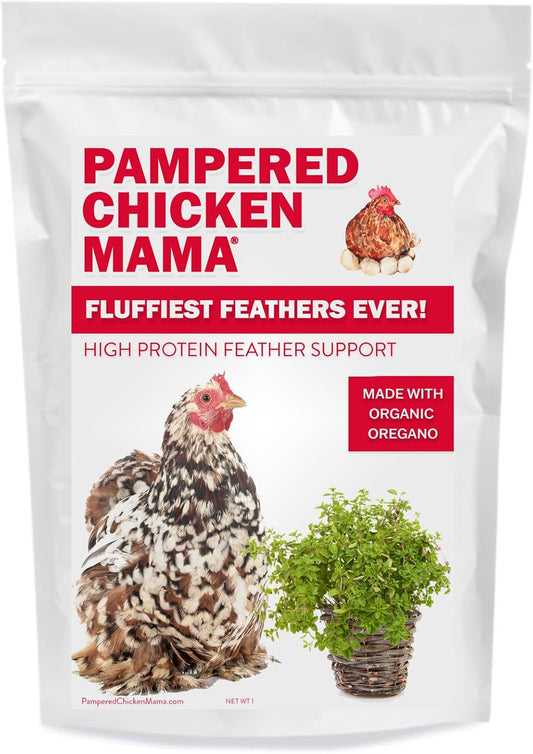 Pampered Chicken Mama Backyard Chicken Molting Supplement: Fluffiest Feathers Ever Backyard Chicken Feed and Supplies for Hens (6 Pound Economy Size)