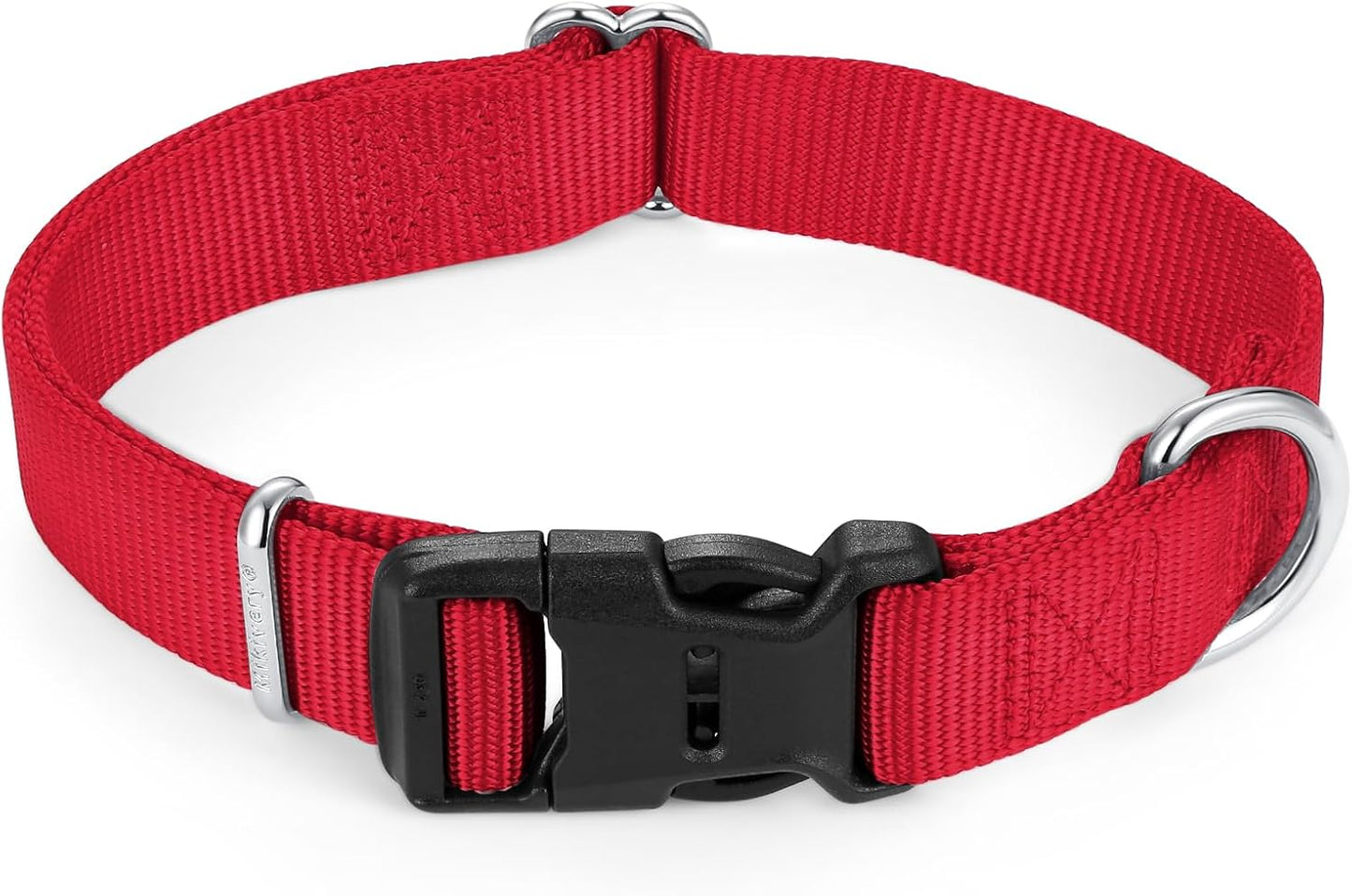Mikivery Nylon Dog Collar with Quick Release Buckle Soft Adjustable Sturdy for Small Medium Large Dogs Red,L