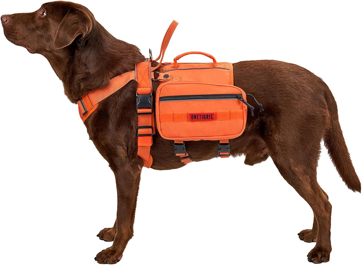 Onetigris Dyno Outdoor Harness for Dogs with Pockets, Front Range Pack, Saddle Bag Dog Hiking Vest with Handles