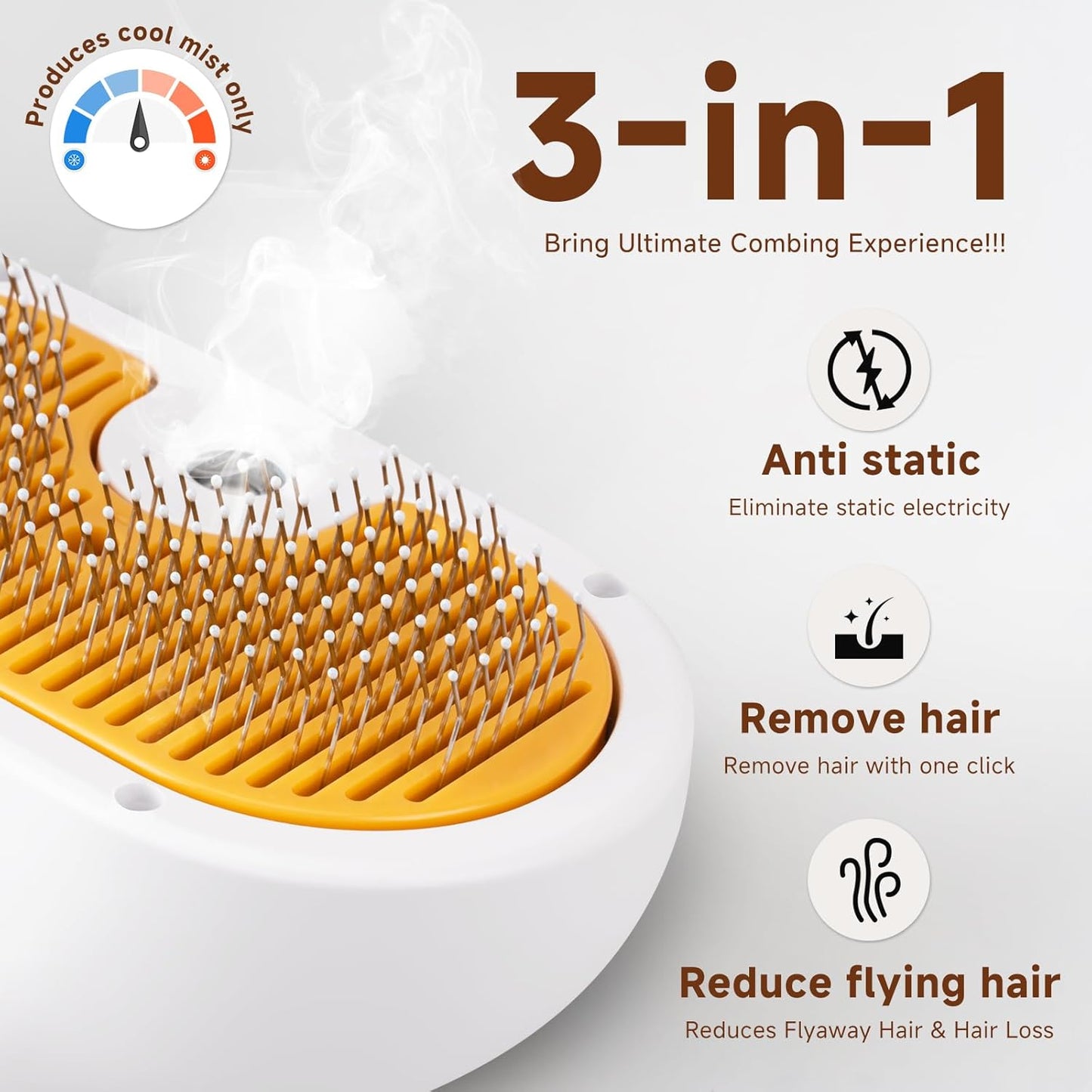 Pet Steam Brush for Dog & Cat – 3-in-1 Spray Hair Removal Comb for Shedding & Grooming – Water Brush for Long & Short Haired Pets – Includes Waterless Shampoo & Dental Wipes