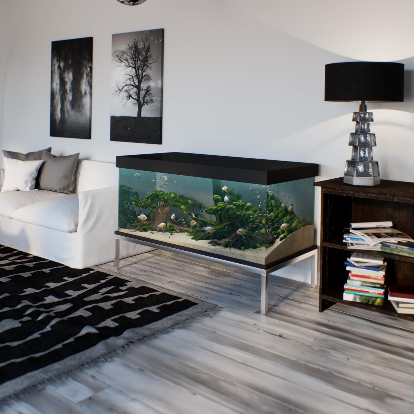 30 in X 60 in. Aquarium Stand | Industrial Style Aluminum Fish Tank Base with Open Frame Design