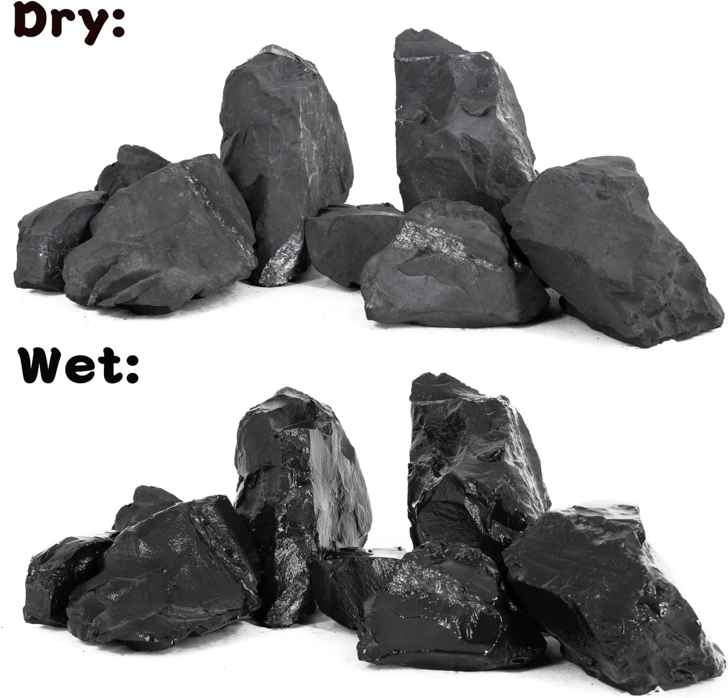Unocho Natural Aquarium Rocks 10LB Decorative Slate Stones Black Rocks for Aquarium,Aquascaping,Fish Tank Decoration, Reptile Basking Platforms, Bonsai & Garden-7Pcs 3-7inches