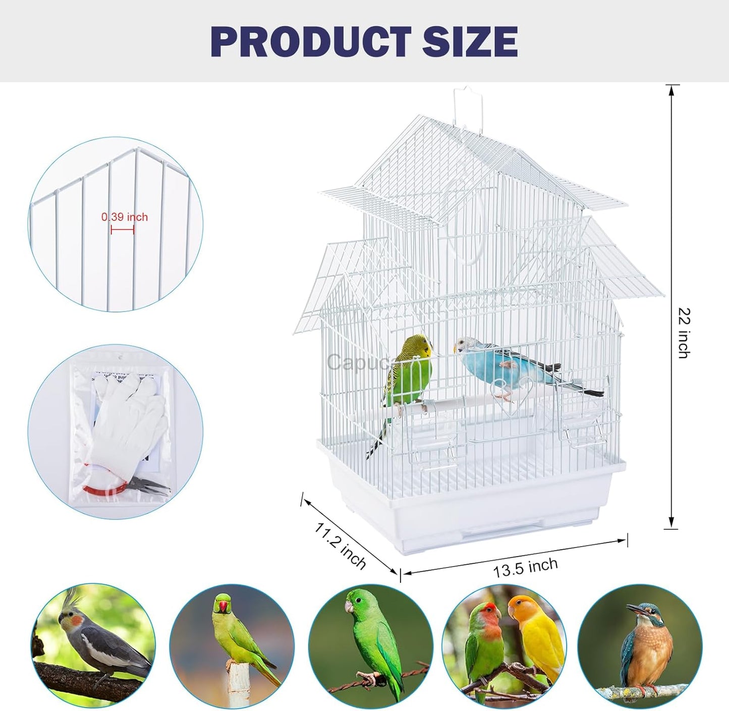 Small Bird Travel Cage - The Lightweight Small Birds Starter Kit with Birdcages and Accessories Great for Parakeets Lovebirds Parrotlets Finches Canaries