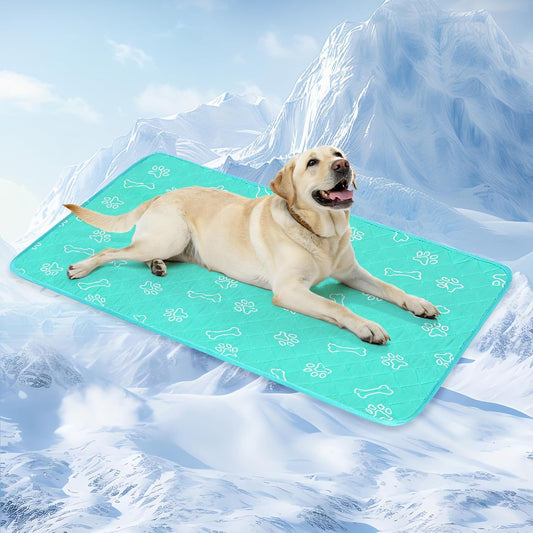BEAUTYZOO Upgraded Dog Self Cooling Mat Ice Silk Chill Pads for Small Medium Large Dogs Q-MAX＞0.43- Summer Reusable Pet Training Pad - Absorbent Non-Slip Cool Mat for Kennels, Crates, Beds, 22" x 28"