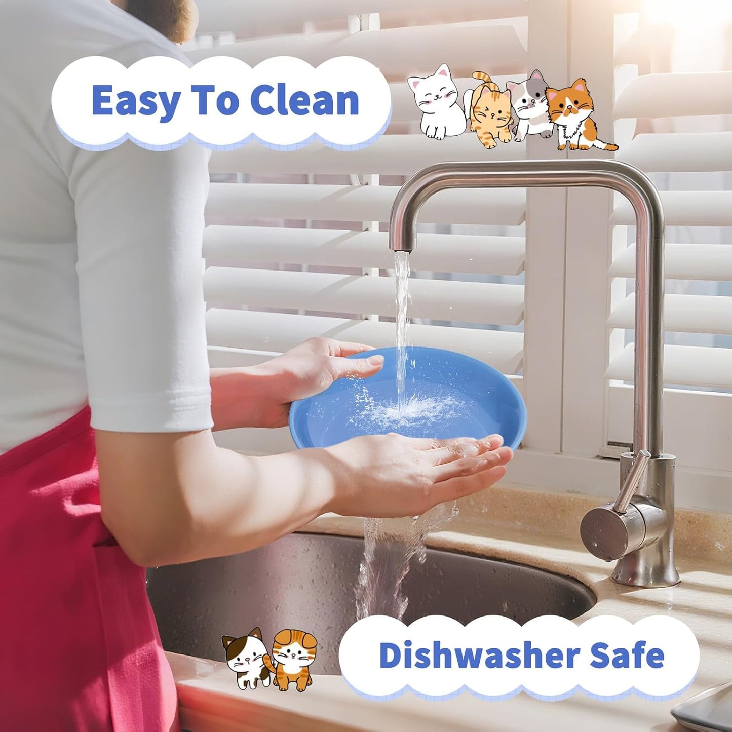 [8 Pack] Ceramic Cat Food Bowl, Colorful Cat Bowls Whisker-Friendly, 5.9" Shallow Wide Kitten Plates, Easy to Clean Indoor Feeding Dishes