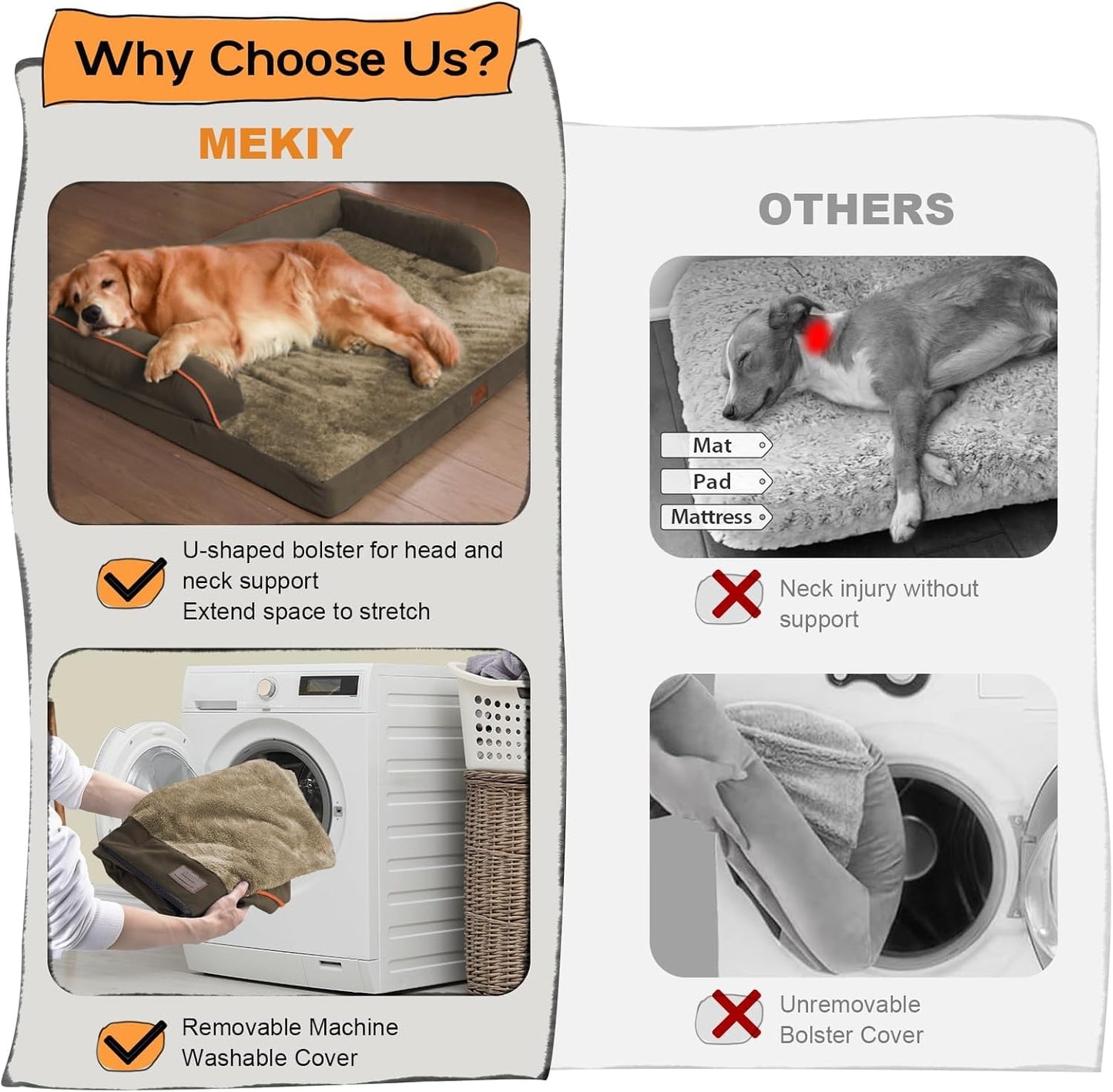 Dog Bed Medium Size Dog-Orthopedic Waterproof Bed for Dogs,Foam Couch Sofa with Washable Removable Cover & Non-Slip Bottom-Brown