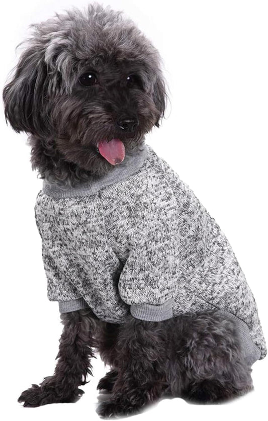 Jecikelon Dog Clothes Dogs Sweater Soft Puppies Clothing Winter Puppy Sweaters Warm Outfit for Dogs Small XXS XS Cat Apparel (Small, Grey)