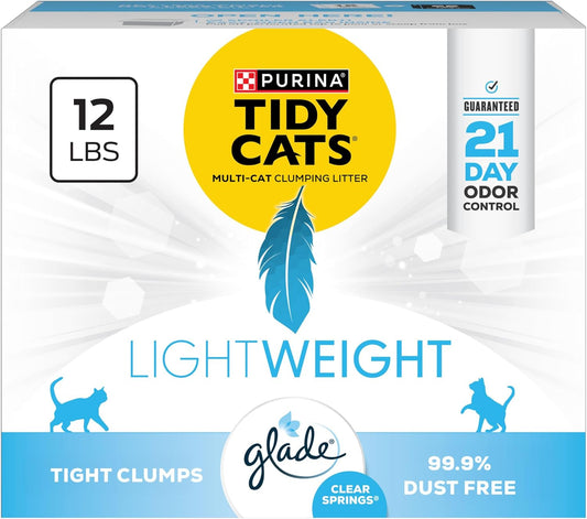 Purina Tidy Cats Lightweight with Glade Clear Springs Multi-Cat, Clumping, Low Dust, Scented Cat Litter - 12 lb. Box
