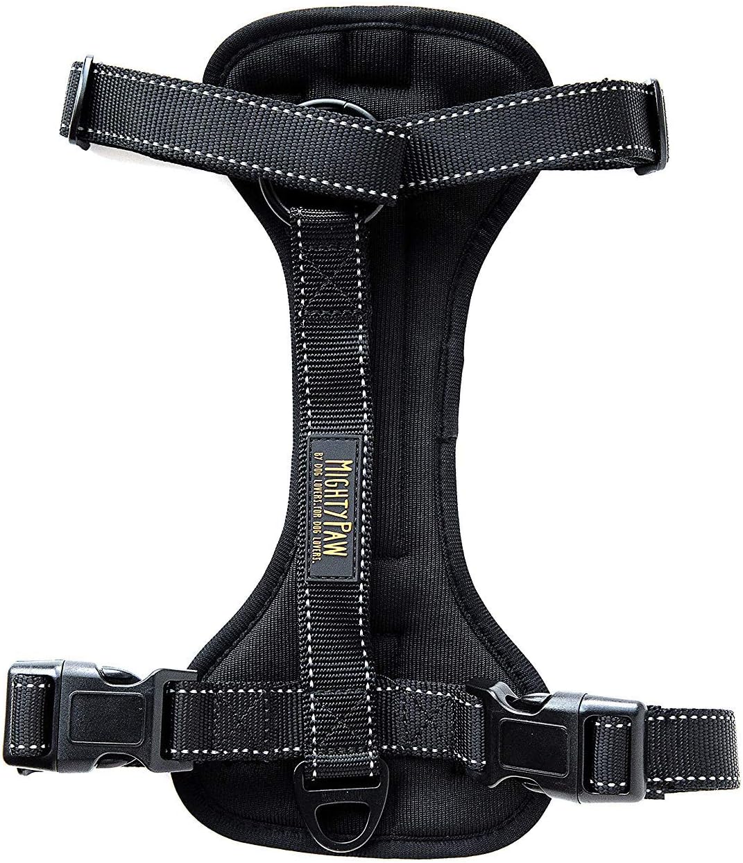 Mighty Paw Dog Car Harness - Vehicle Safety Gear - 2 Leash Attachment - Adjustable Straps - Reflective Stitching - Soft Padding - Standard Harness Functionality - No Pull Front Leash Attachment - S