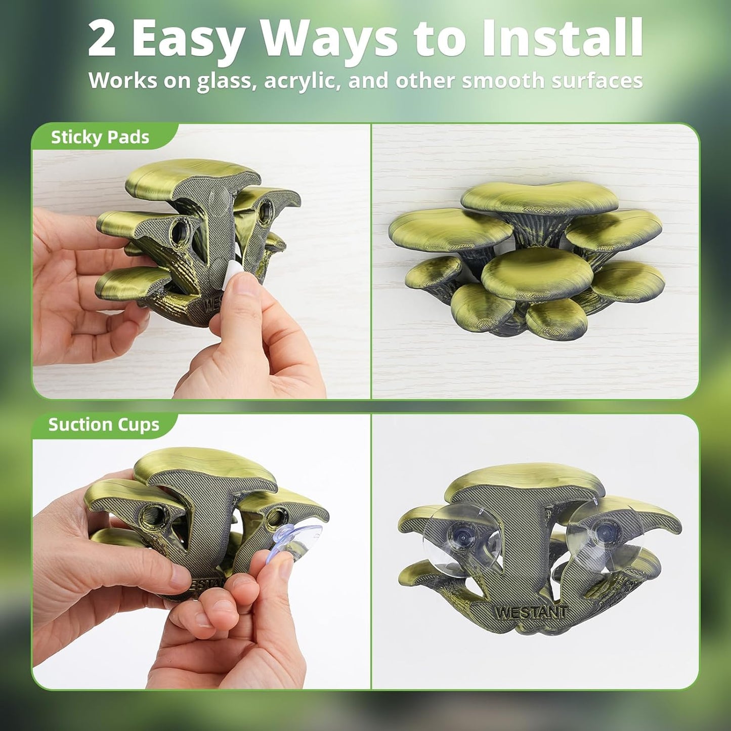 Mushroom Decor for Reptile Tank, Fish Tank, Pet-Safe Bearded Dragon Tank Accessories, Realistic Terrarium Plants for Leopard Geckos, Crested Geckos, Tree Frogs, Snakes (Cocoa, Cluster Cap)