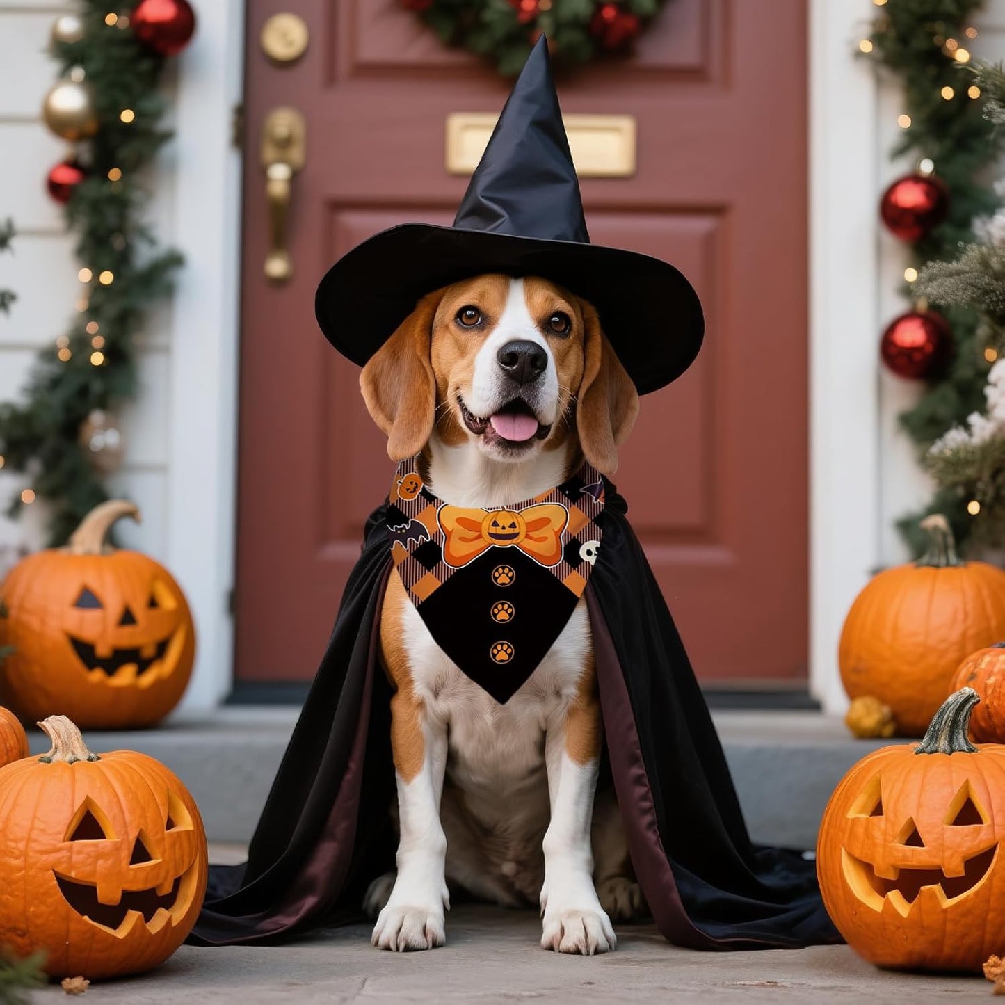 Halloween Dog Bandanas 2 Pcs, Pet Scarf for Dog Girl Boy, Spooky Triangle Puppy Scarf Kerchief Bandana Pet Dogs On Halloween, Ghost Pumpkin Bat Print Gifts for Dogs Lovers (Medium)