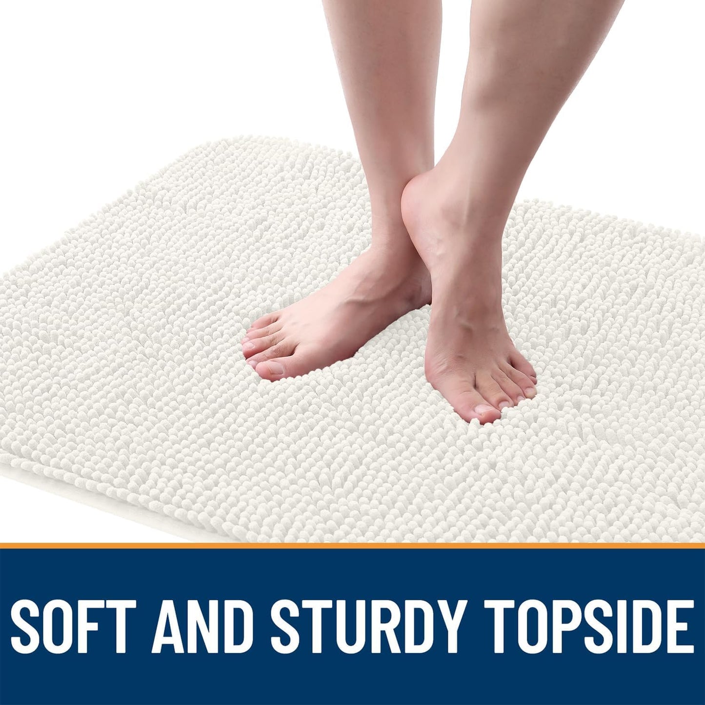 OLANLY Dog Door Mat for Muddy Paws 59x32, Absorbs Moisture and Dirt, Absorbent Non-Slip Washable Doormat, Quick Dry Chenille Mud Mat for Dogs, Entry Indoor Entryway Carpet for Inside Floor, Ivory