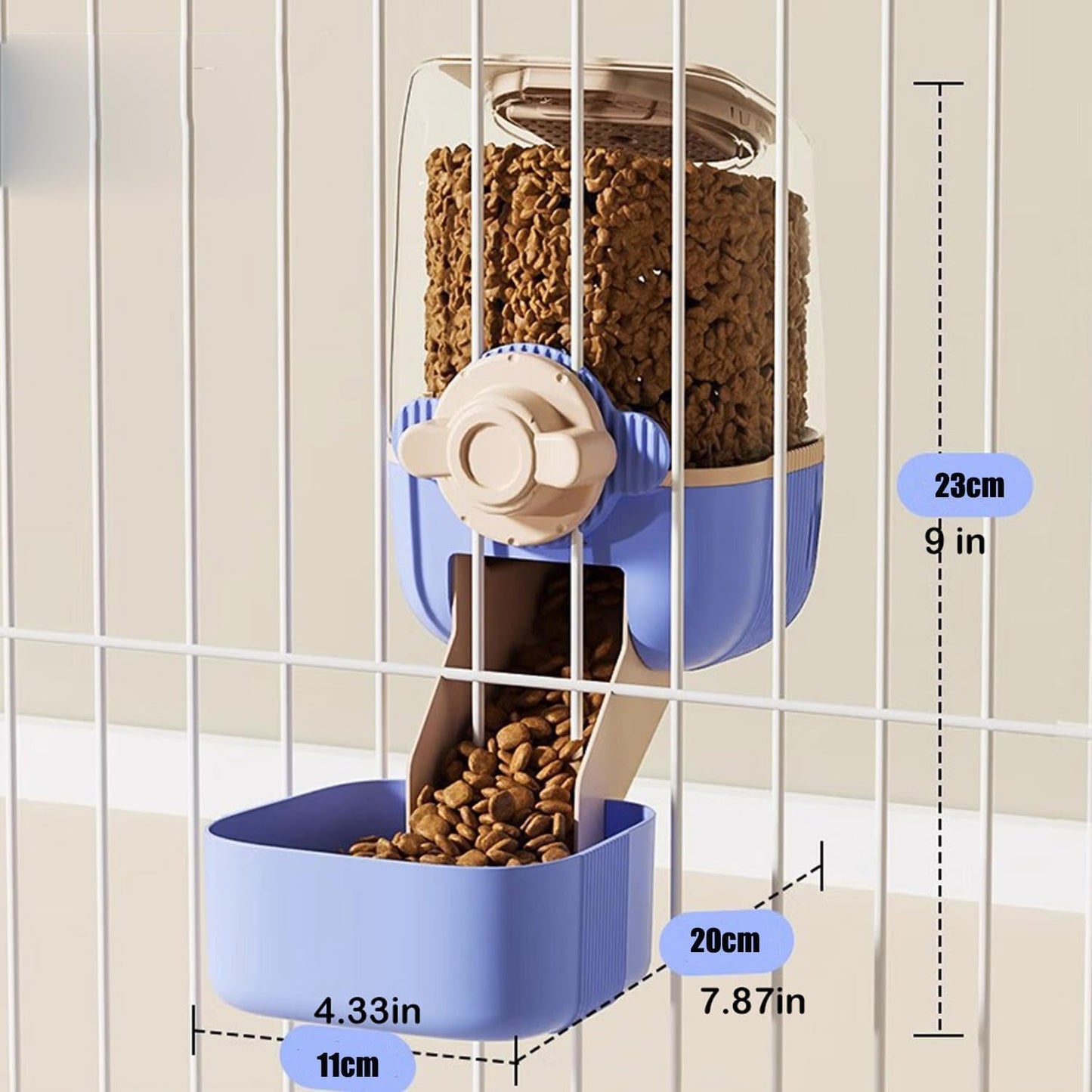 Pet Hanging Automatic Feeders Drinking Bowls，Gravity Rabbit Feeder and Water Set，Cage Cat Food Bowl Feeding Station for Puppy Kitten Chinchilla Hedgehog Guinea Pig Ferret (Blue-Pink Food)