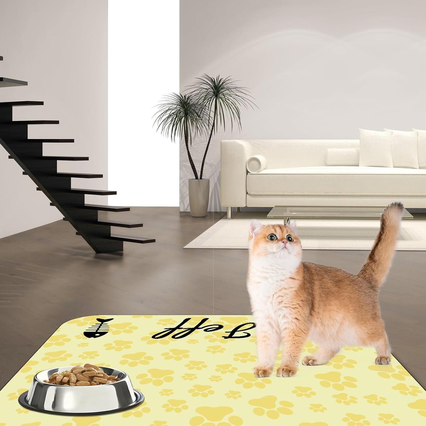 Personalized Dog Cat Feeding Mat Custom Pet Food Mat Waterproof Non-Slip Customized Puppy Name Photo Placemat Dish Rug Floor Protector Gifts for Pets Lover Pattern 3