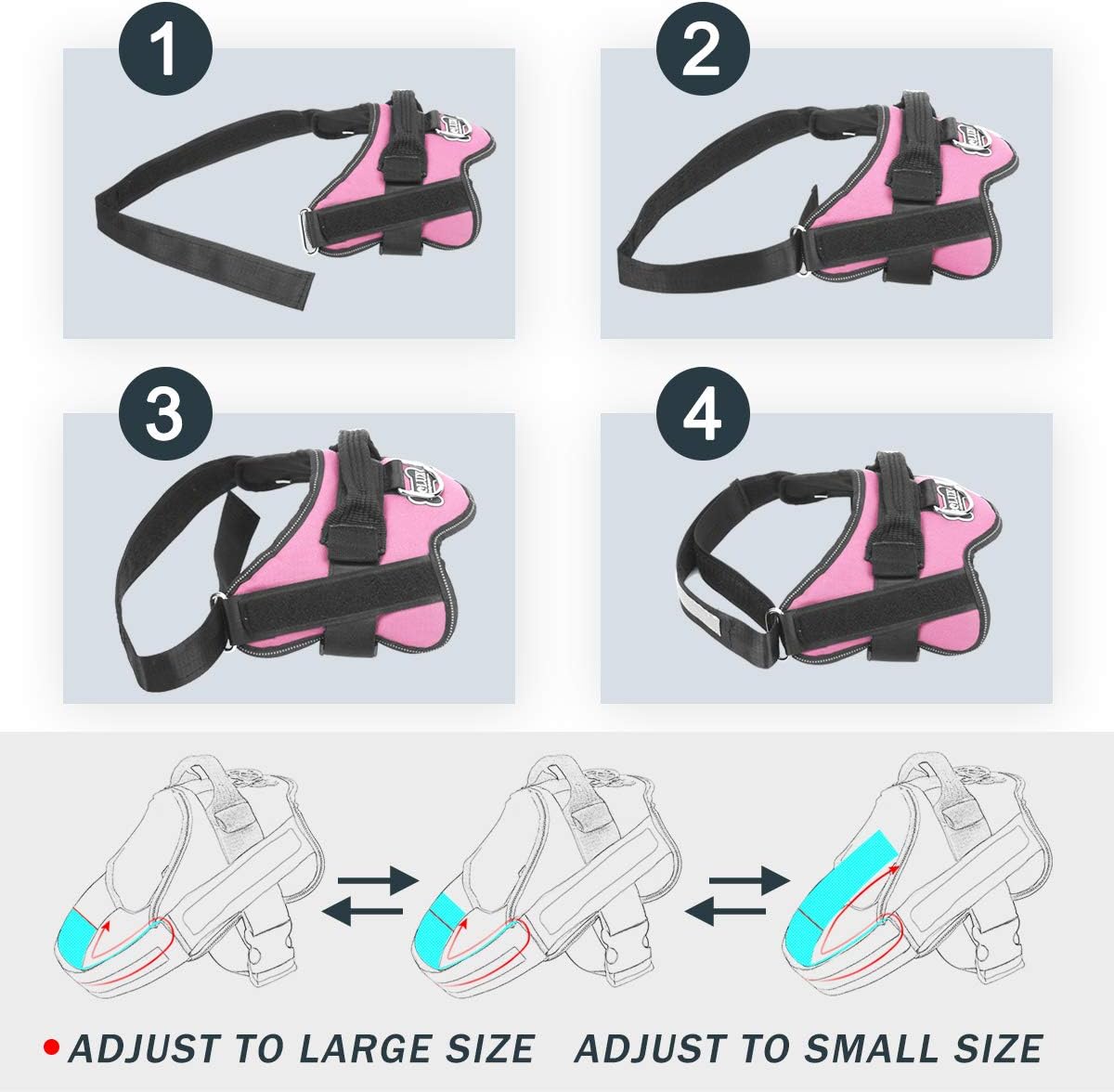 Bolux Dog Harness, No-Pull Reflective Dog Vest, Breathable Adjustable Pet Harness with Handle for Outdoor Walking - No More Pulling, Tugging or Choking (Pink, S)