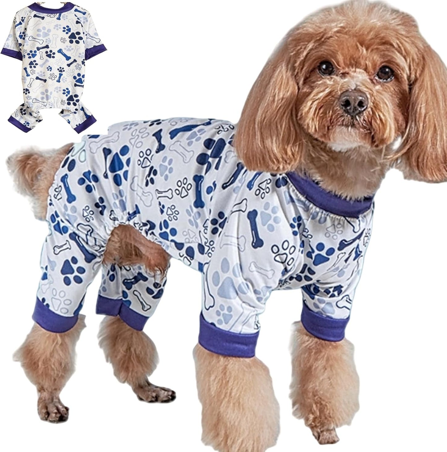 Vet-Approved Dog Onesie Pajamas for Medium Dog Clothes - Lightweight Soft Stretchy Puppy Costume - Certified Hypoallergenic Comfort Anxiety-Reducing (Blue, Large)