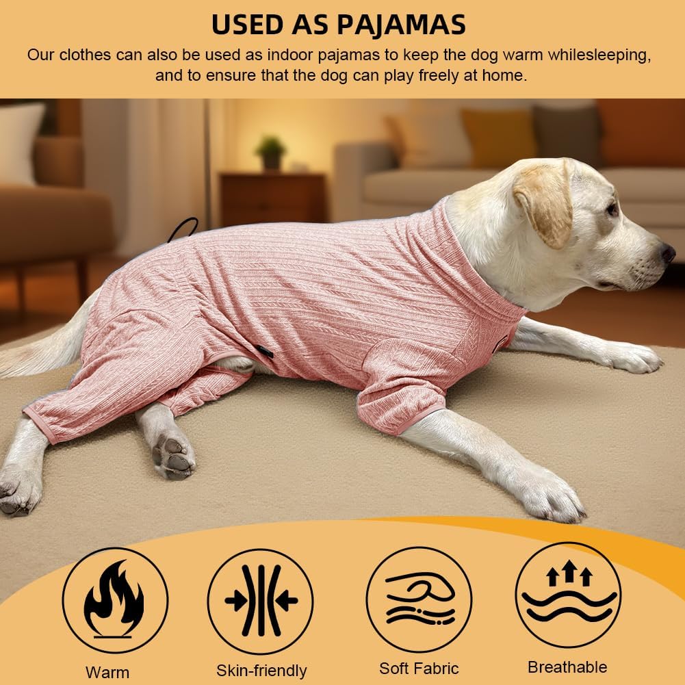 Dog Pyjamas PJS Sweater Clothing and Loungewear Suitable for Small to Medium Breeds of Dogs, Neutering Suits, Extra-Large Stretch Fabric, Four-Legged Dogs Clothes Pyjamas (Sweater Pink, L)
