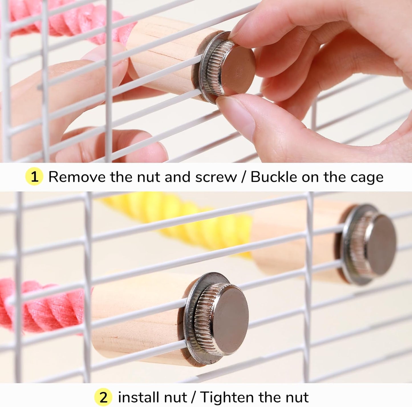 Multi-Color Rope Bird Perch Toys for Parrot Cage Stand, Climbing Swing Accessories for Cockatiel, Parakeets, Budgies, Lovebirds, Conures, Finches - 39.4 inch