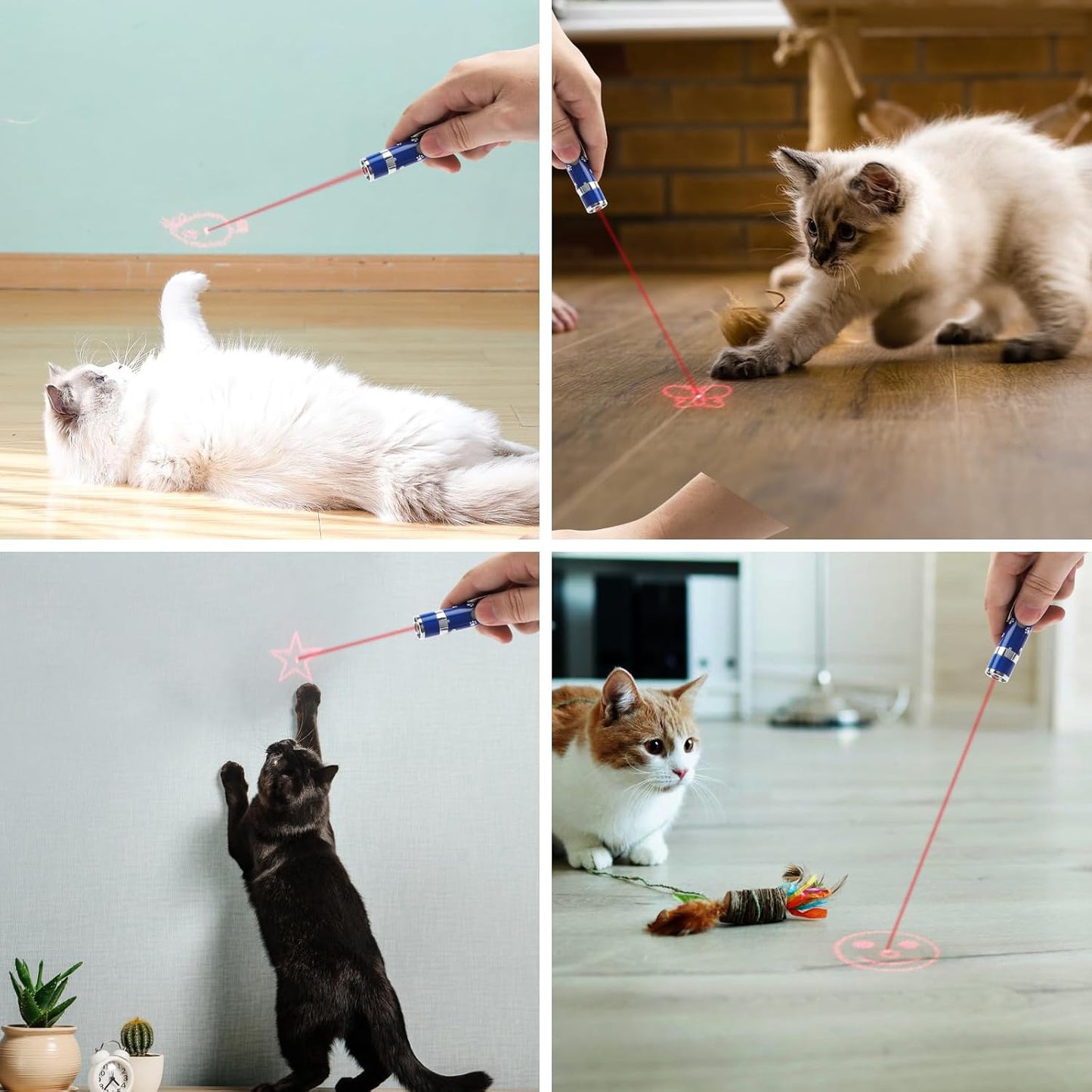 EAWONGEE Rechargeable Cat Toys - Indoor/Outdoor Cats Chase Light Toy for Kitty & Dog with 3 Light Modes, 5 Patterns, Blue