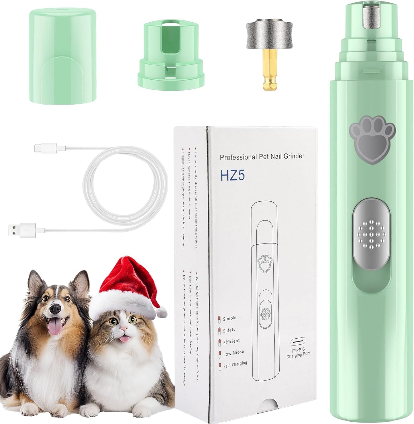 VIWIK Dog Nail Grinder, 2-Speed Rechargeable Dog Nail Trimmers for Large Medium & Small Dogs, Upgrade Professional Electric Pet Paws Grooming, Quiet Puppy Grooming Tool, for Dogs Cats