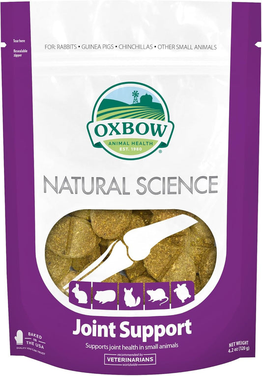 Oxbow Animal Health Natural Science Joint Support, Anti Inflammatory Supplement for Rabbit & Guinea Pig, Oxbow Timothy Hay, Made with Glucosamine, Turmeric, & Yucca, Made in USA, 4.2 oz Bag