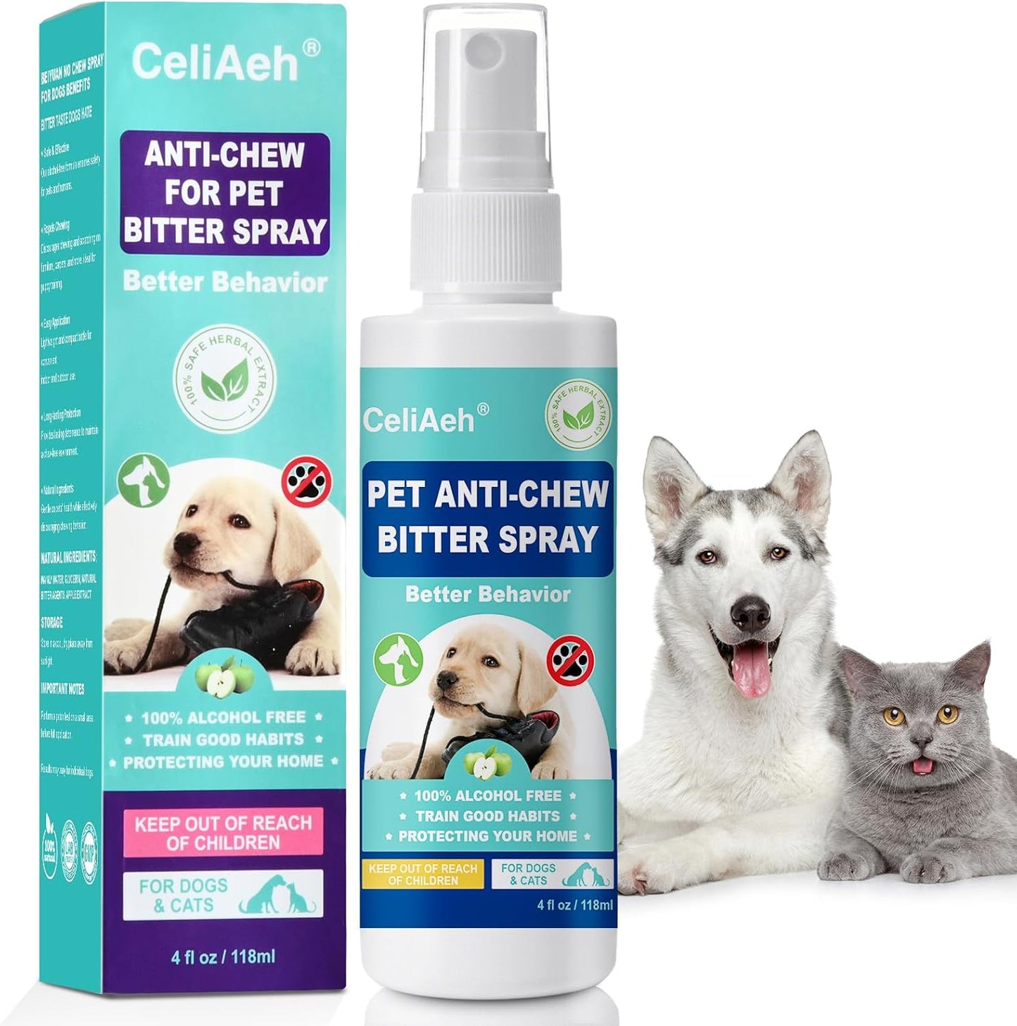 Bitter Apple Spray for Dogs 118 ML - Stop Chewing & Licking, Puppy Training Aid, No Chew Deterrent for Furniture, Shoes, Wounds - Safe Formula for Indoor & Outdoor Use