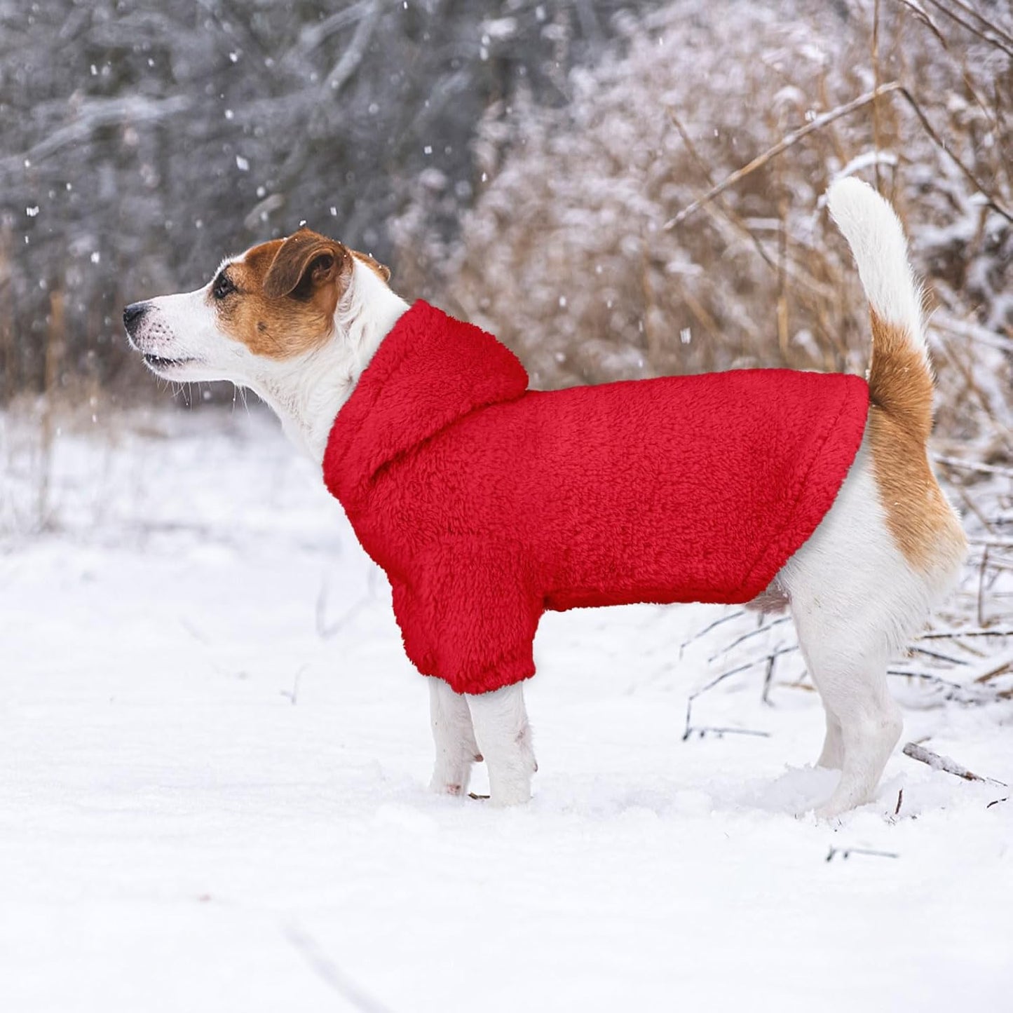 Fuzzy Dog Sweaters for Medium Dogs Dog Hoodie Sweater Clothes Warm Soft Cozy Pet Coats Hooded Sweatshirt Medium Pet Hoodie(Red-M)