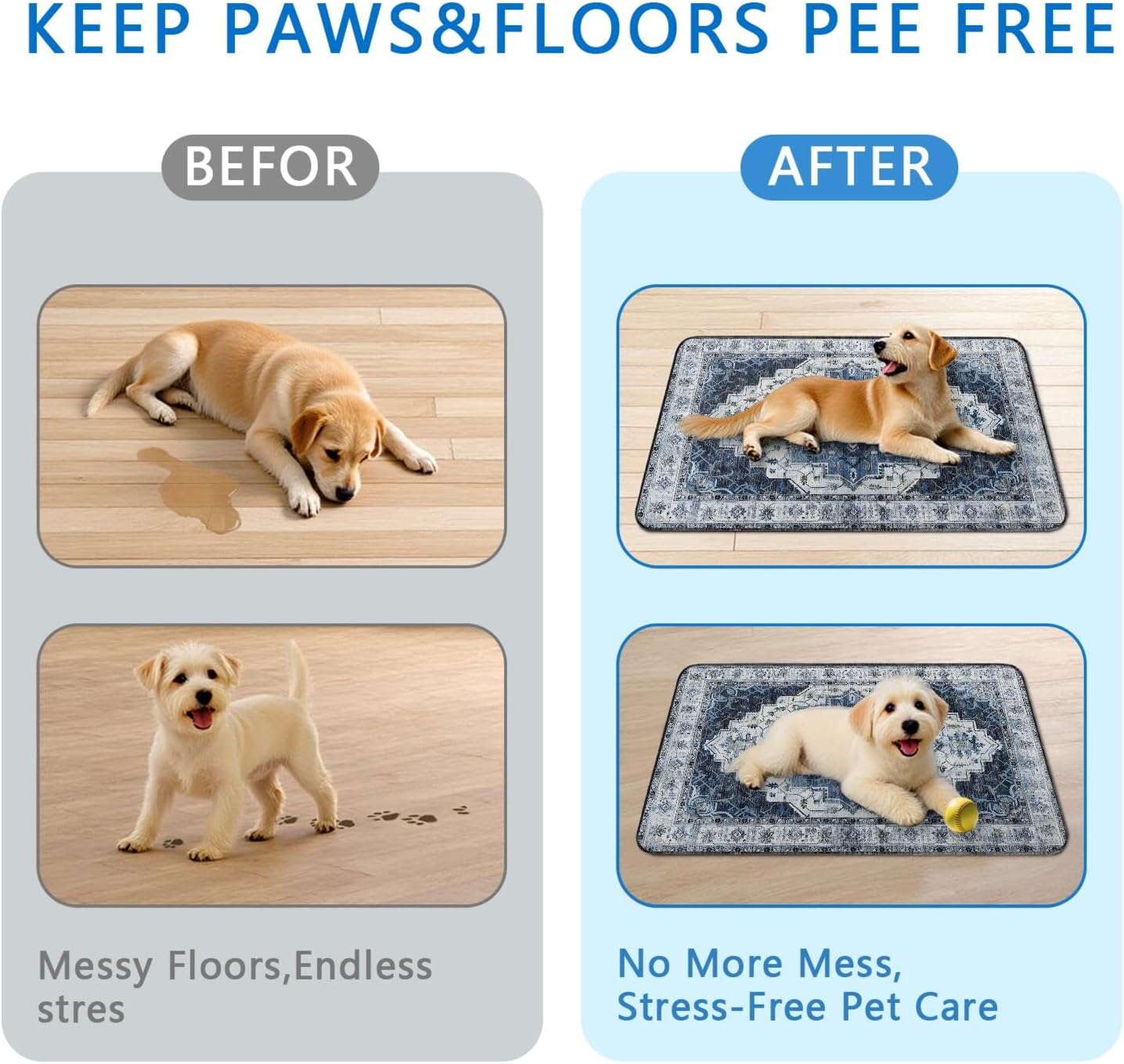 Washable Pee Pads for Dogs 2 Pack, Absorbent Reusable Puppy Pads Waterproof, Leakproof & Non-Slip Whelping Pad, Potty Training Pads for Dogs Playpen Mat 24x36