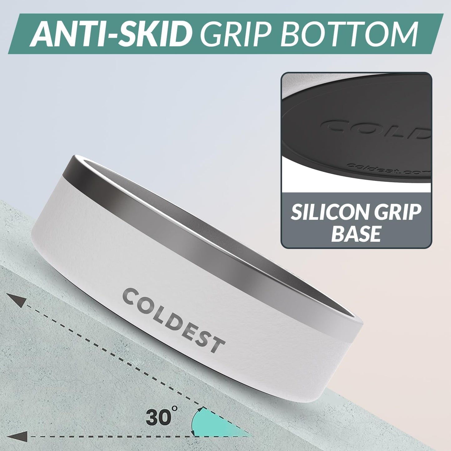 Coldest Dog Bowl - Anti Rust Metal, Non Slip, 3 Layers Insulated Stainless Steel Dog Bowls - Spill Proof & Heavy Duty - Water Bowl for Dogs, Cats & Pets, Dish Washer Safe (42 oz, Epic White)