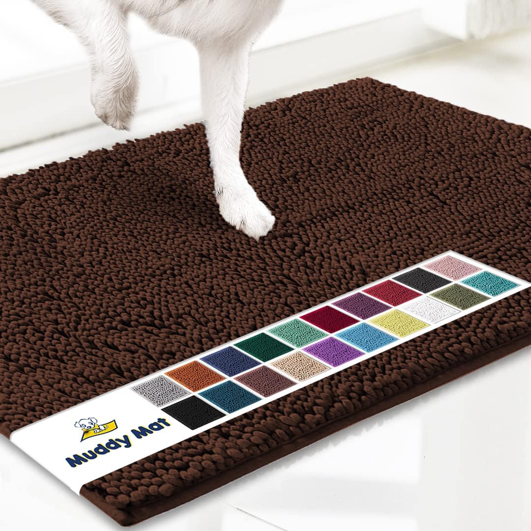 Muddy Mat® Shown on TV – Super Absorbent Door Mat Indoor, Microfiber Quick Dry Chenille Entryway Rug, Non-Slip Front Door Mat, Indoor Mats for Entryway, Machine Washable Pet Rug, Brown 24"x36"