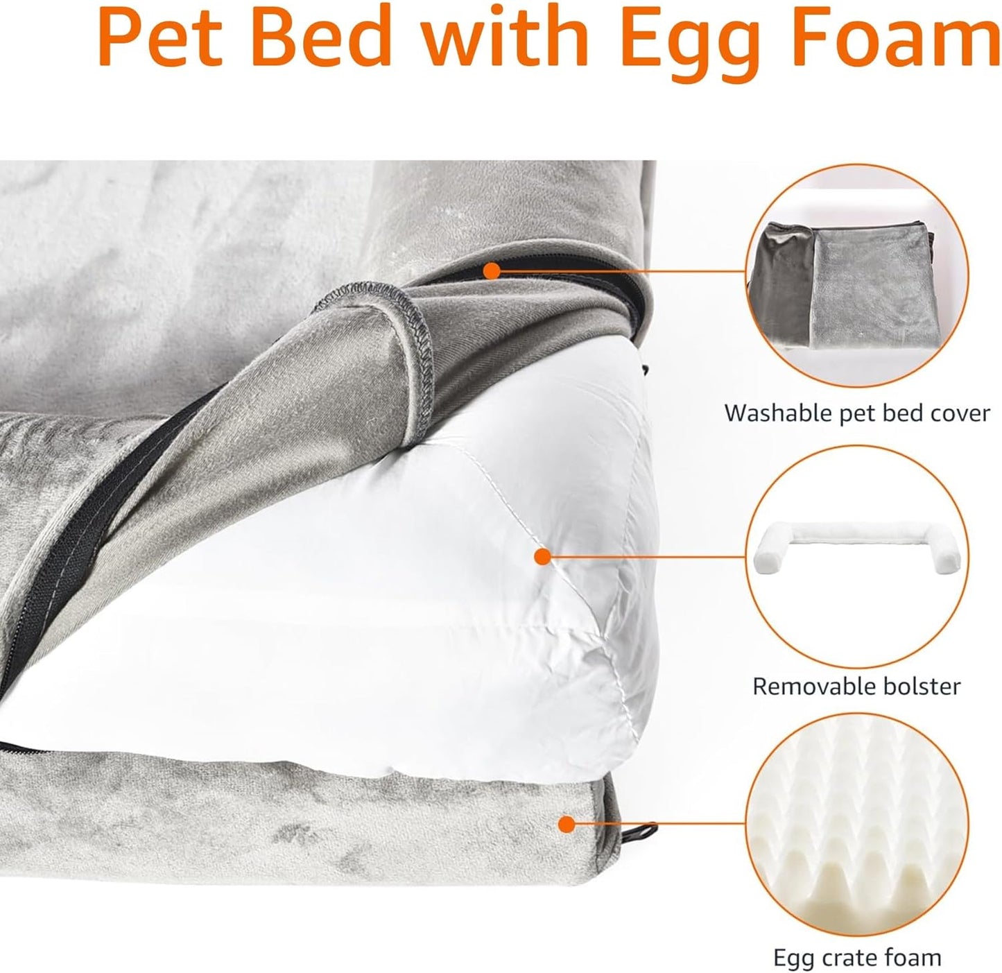 Amazon Basics Dog Bed with Cooling Gel Memory Foam, Pressure-Relief Support for Dogs up to 90lbs, Non-Slip Bottom, Machine Washable Cover, Extra Large Sized (44" x 35"), Brown