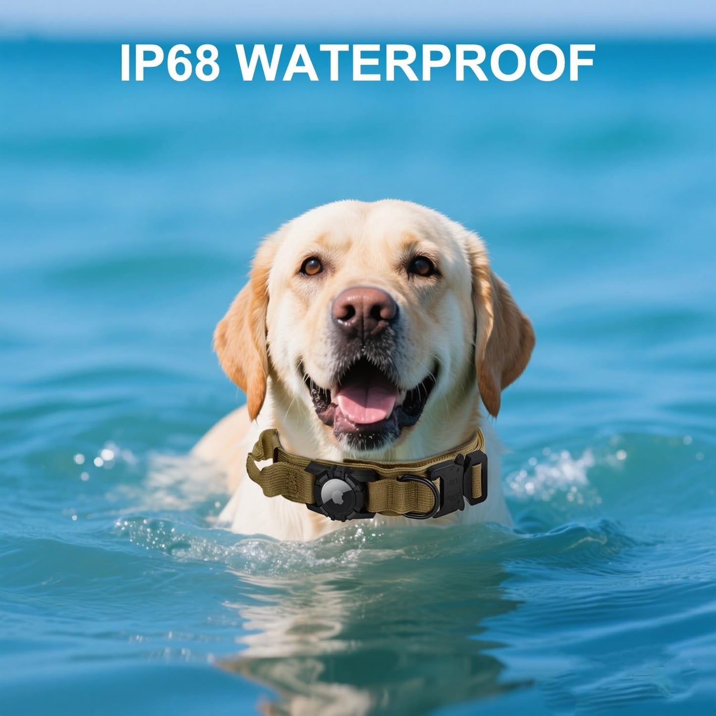 Tactical AirTag Dog Collar Leash Set - Heavy Duty, Adjustable GPS Collar Compatible with Apple AirTag, with Holder & Control Handle for Medium/Large Dogs [Brown, XL]